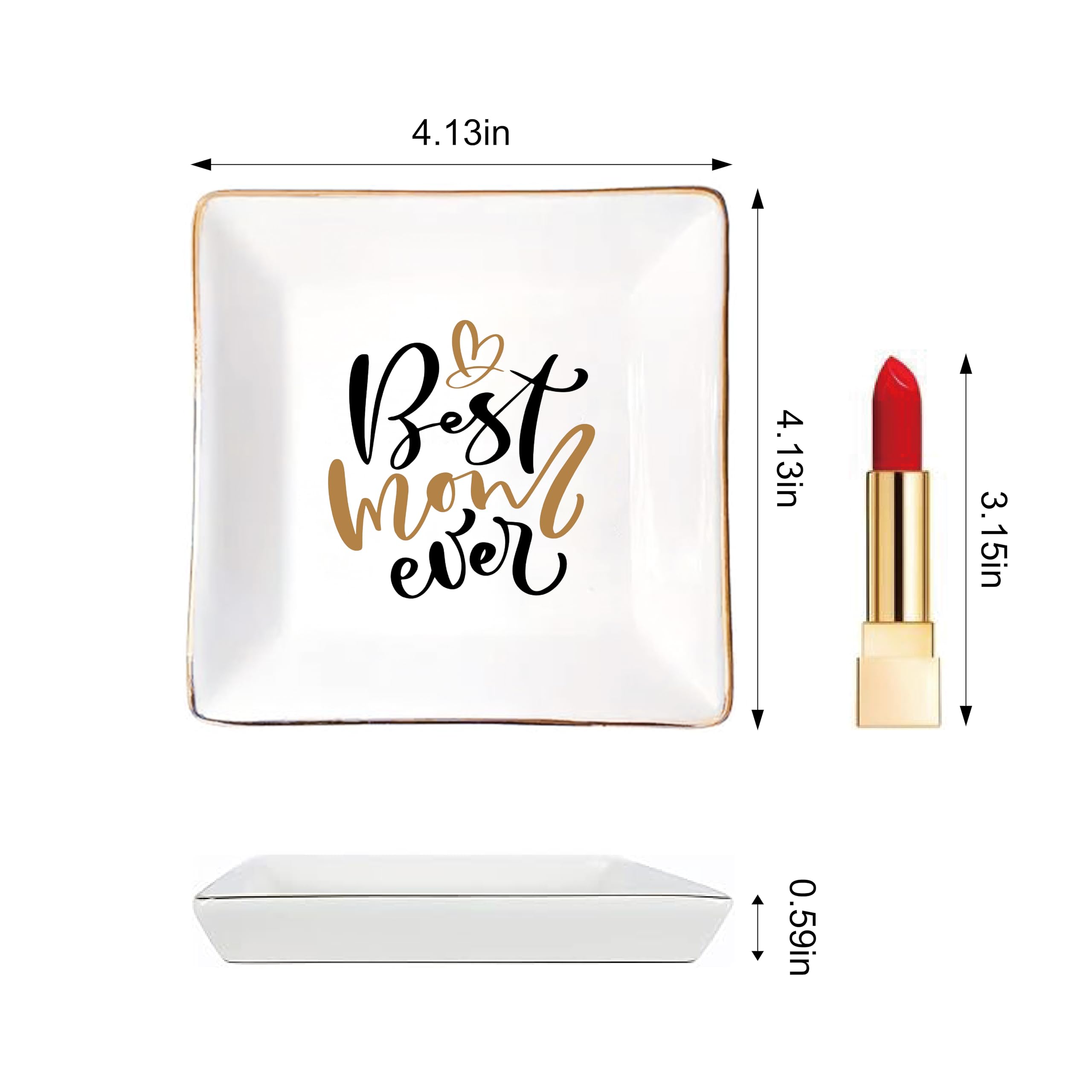 LADY&HOME Ceramic Trinket Dish for Mom - Elegant Jewelry & Ring Holder, Perfect Mother's Day Gift, Birthday Present for Women - Ideal for Bedroom Dresser, Bathroom Vanity & Entryway Organization