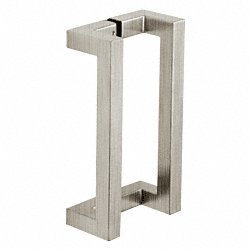 CRL Brushed Stainless Steel 12-Inch Glass Mounted Offset Square Back-to-Back Pull Handle - Perfect for Cabinet Doors, Drawers, and Shower Enclosures