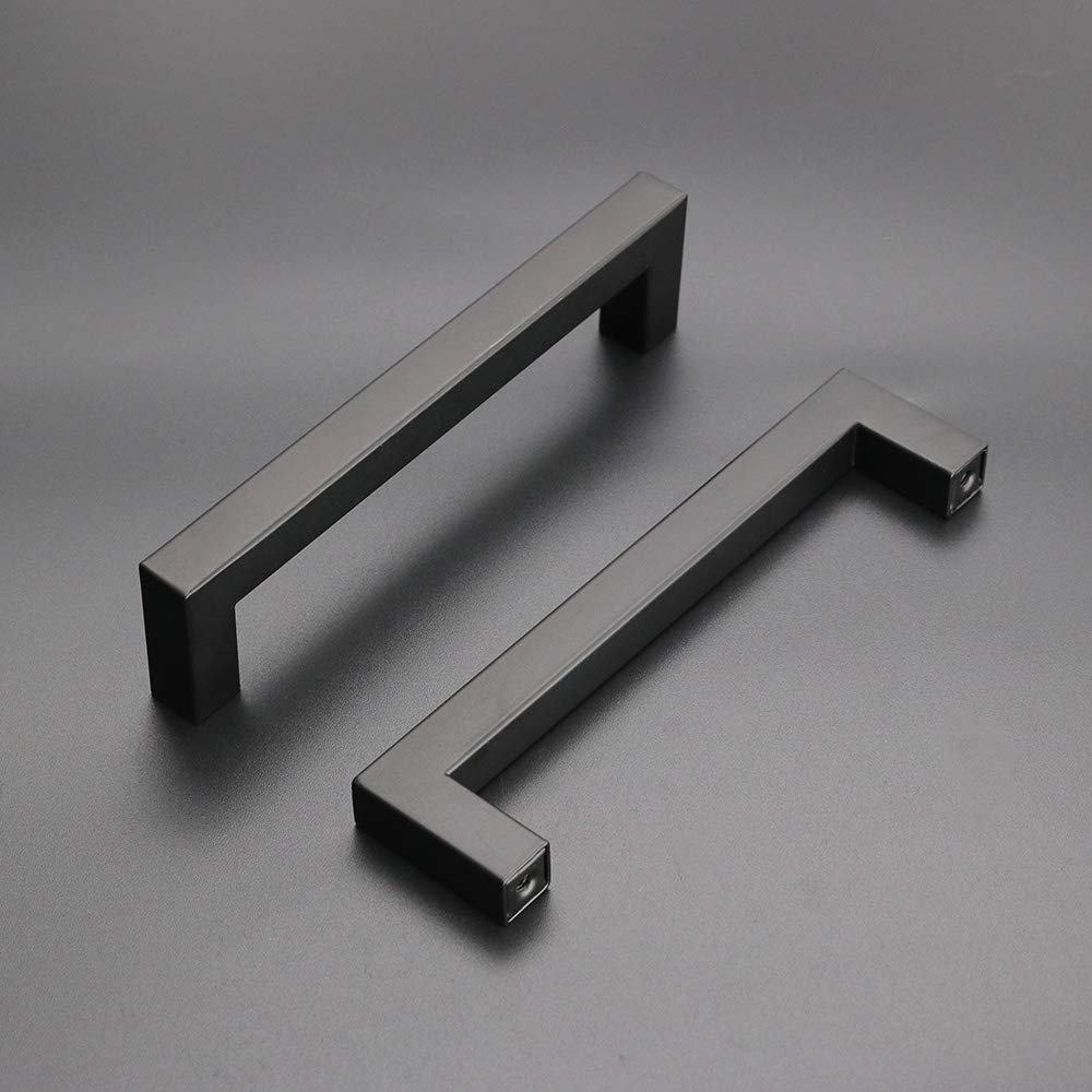 25 Pack Black Kitchen Cabinet Handles - Contemporary Square Bar Pulls for Cabinets & Drawers, Stainless Steel with 11-1/3in Hole Centers | Perfect for Modern Home, Office & RV Cabinetry