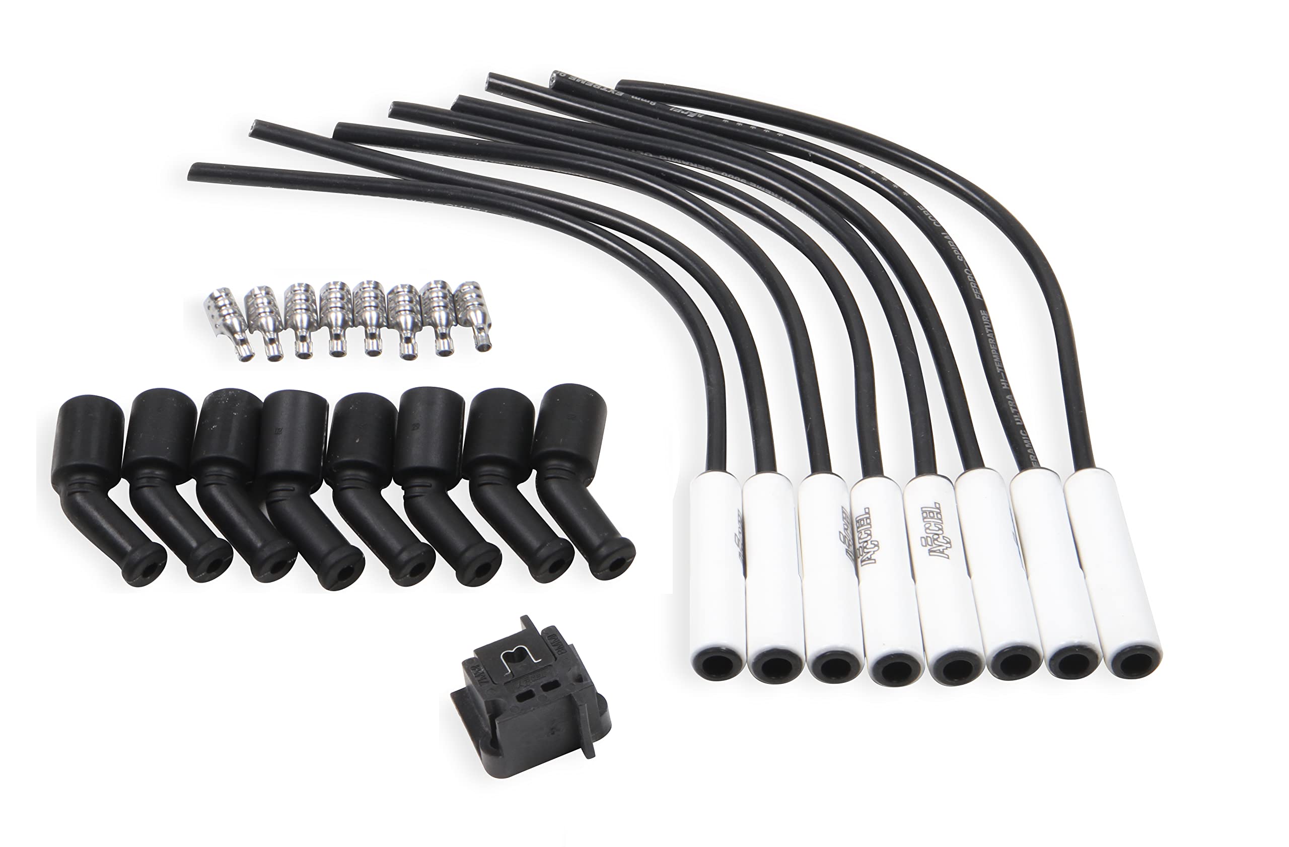 ACCEL 9060C Extreme 9000 High Performance Spark Plug Wire Set with Ceramic Boot - Compatible with GM, Ford, Chrysler - Ideal for Racing, Off-Road & High-Temperature Engine Applications