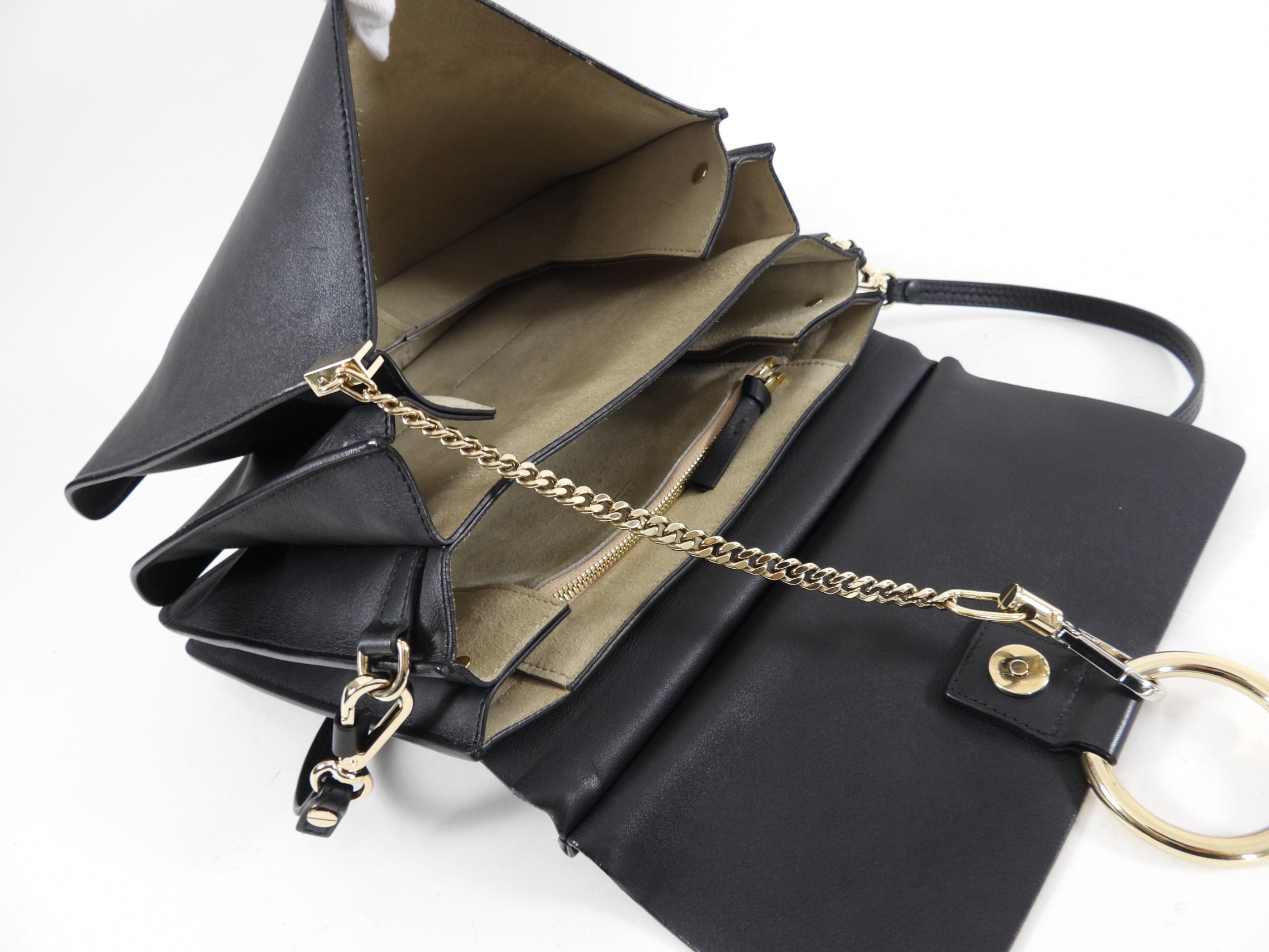 Chloe Faye Medium Shoulder Bag - Black Suede & Leather with Chain Strap | Luxury Crossbody Purse for Women, Perfect for Work, Date Night & Travel