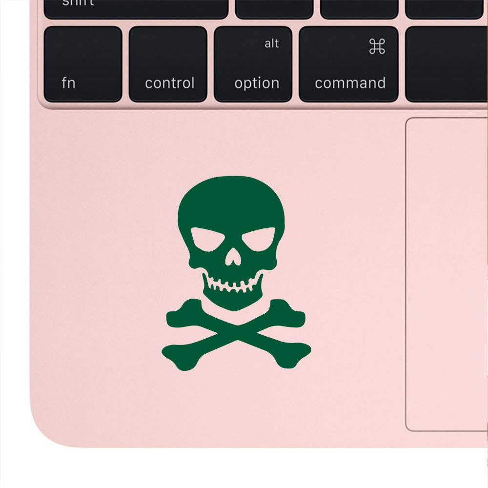 Premium Skull & Crossbones Vinyl Decal Stickers (Green, Set of 2) - Waterproof, Durable for Laptop, Phone, Helmet, Car, Mug & Home Decor - Perfect for Gothic Style, Biker Accessories & DIY Wall Art Projects