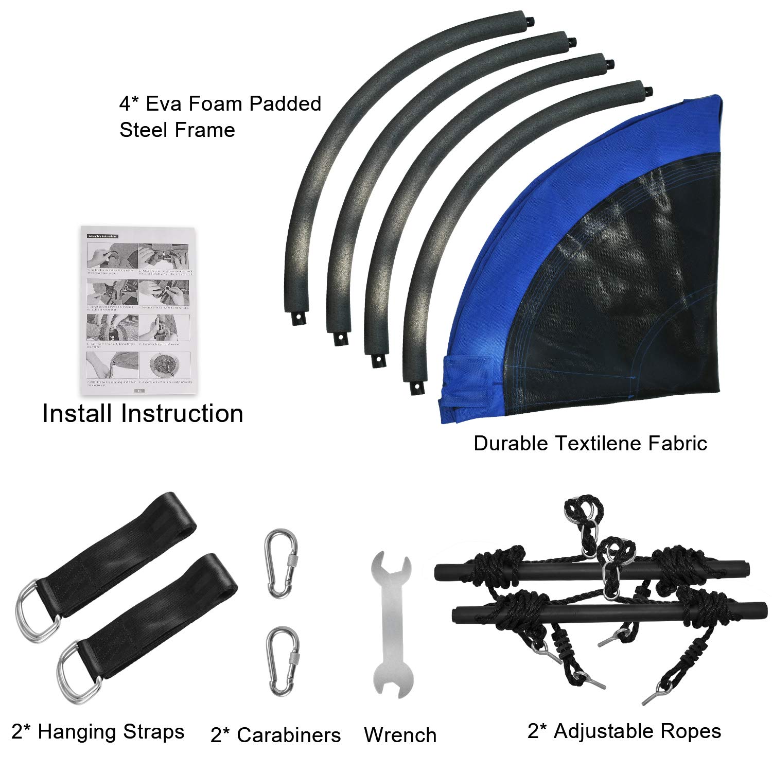**46 Inch Saucer Tree Swing - 800 lb Weight Capacity, Waterproof Textilene Fabric & Steel Frame with Tree Strap & Carabiner - Perfect for Playground, Backyard, and Outdoor Fun - Great Gift for Kids & Families (Blue)**