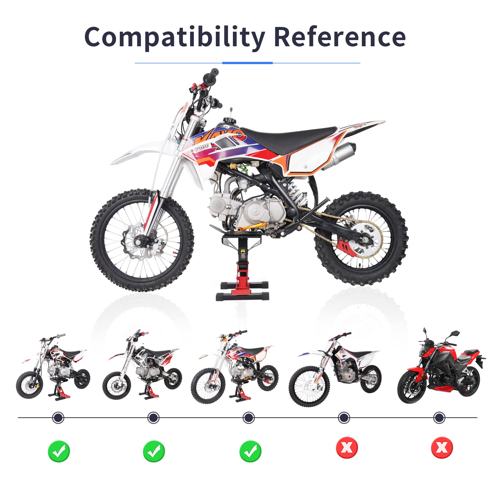 RUTU 9.64 Inch Heavy Duty Hydraulic Dirt Bike Lift Stand - 1000Lbs Capacity Steel Motorcycle Repair Stand for Pit Bikes, ATVs & Dirt Bikes | Ideal for Garage Maintenance, Tire Changes & Bike Storage