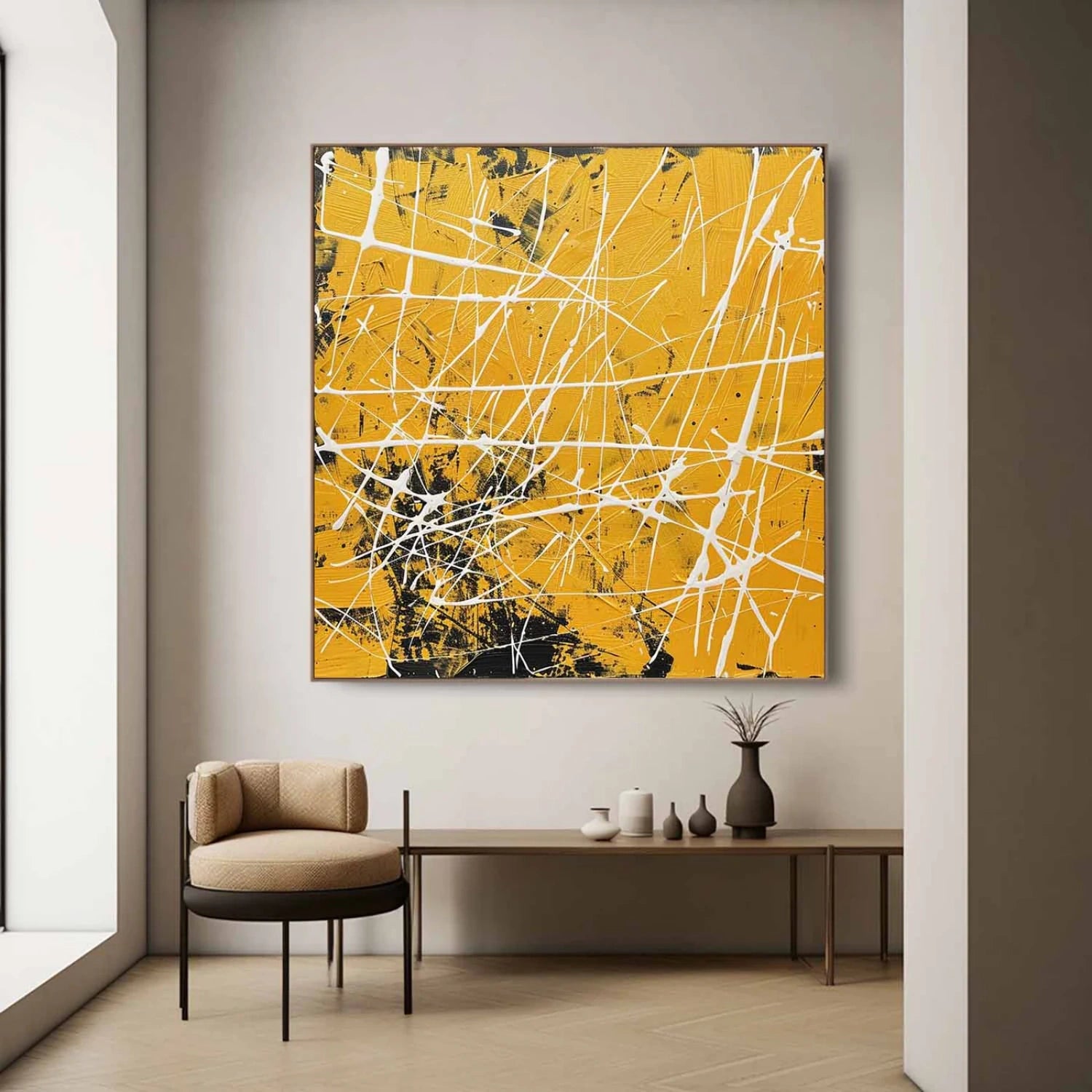 Pollock Art Abstract Painting #JP006 - Modern Wall Decor for Living Room, Bedroom & Office