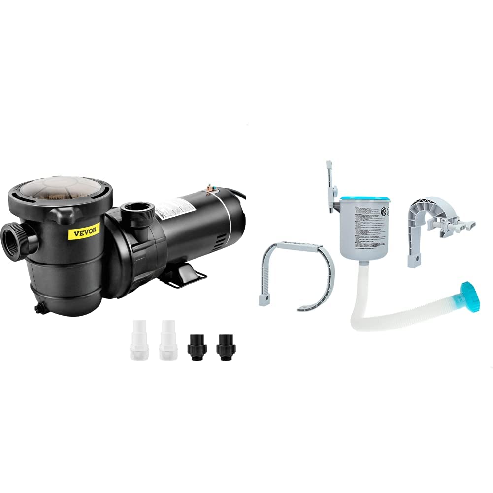 VEVOR 1.5 HP Swimming Pool Pump - 115V 1100W Single Speed Above Ground Pool Pump with Strainer Basket, 5280 GPH Max Flow - ETL Certified - Compatible with Intex Deluxe Wall Mount Skimmer - Perfect for Above Ground Pools, Water Circulation and Filtration