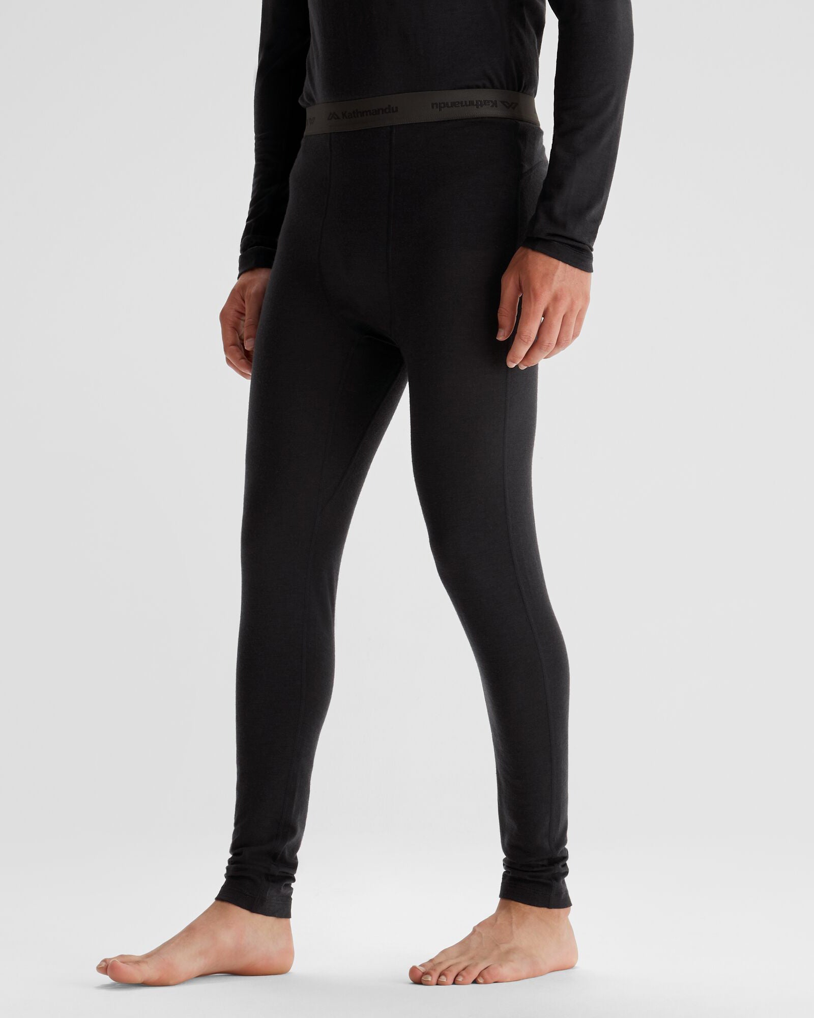 Premium Men's K Merino 125 Baselayer Thermal Underwear - Black Stingray Color for Cold Weather Hiking, Skiing & Winter Sports