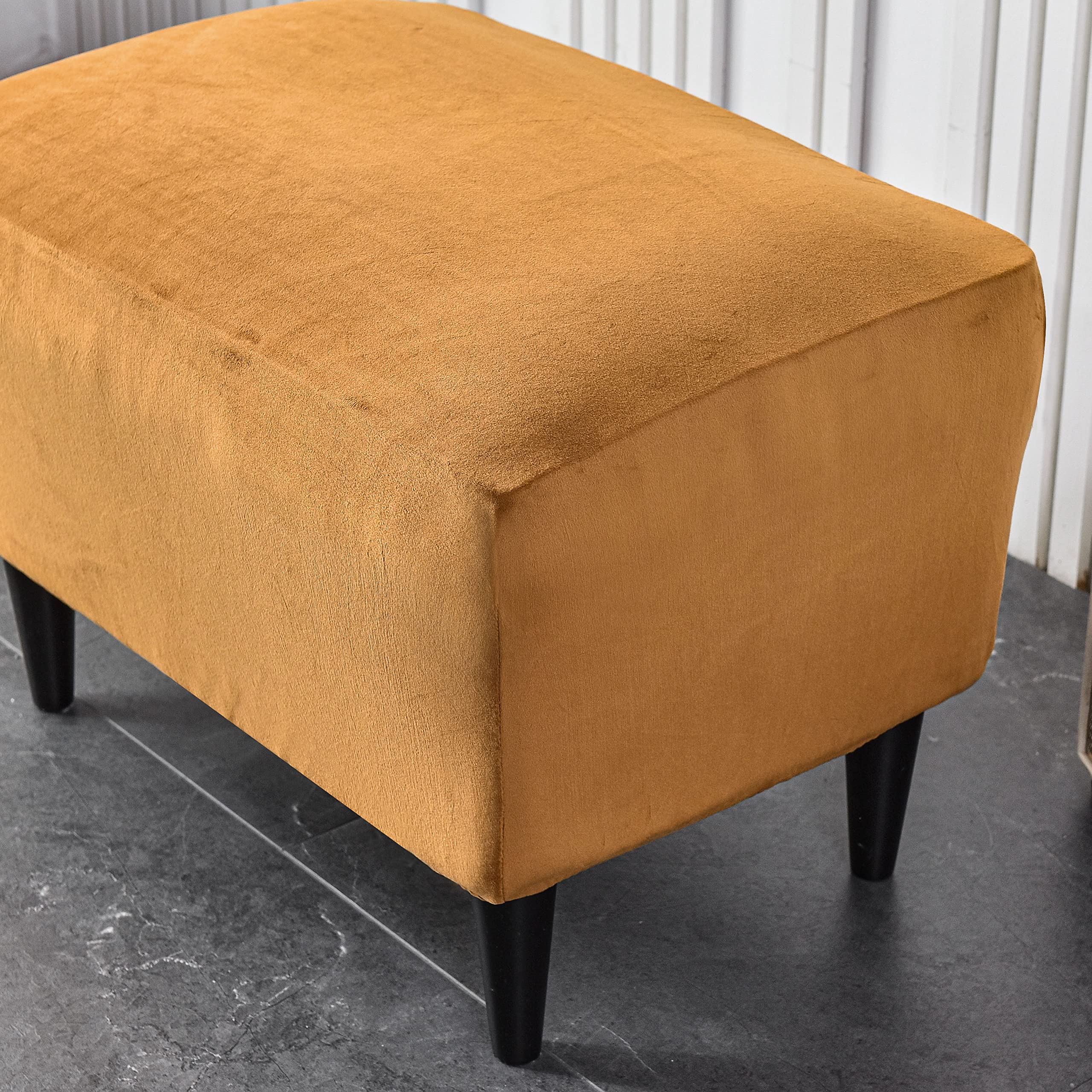 CRFATOP X-Large Velvet Ottoman Chair Cover - Stretchable Rectangle Storage Stool Slipcover with Elastic Bottom for Footrest, Footstool & Sofa | Home Decor, Living Room, Bedroom (10 Sizes)