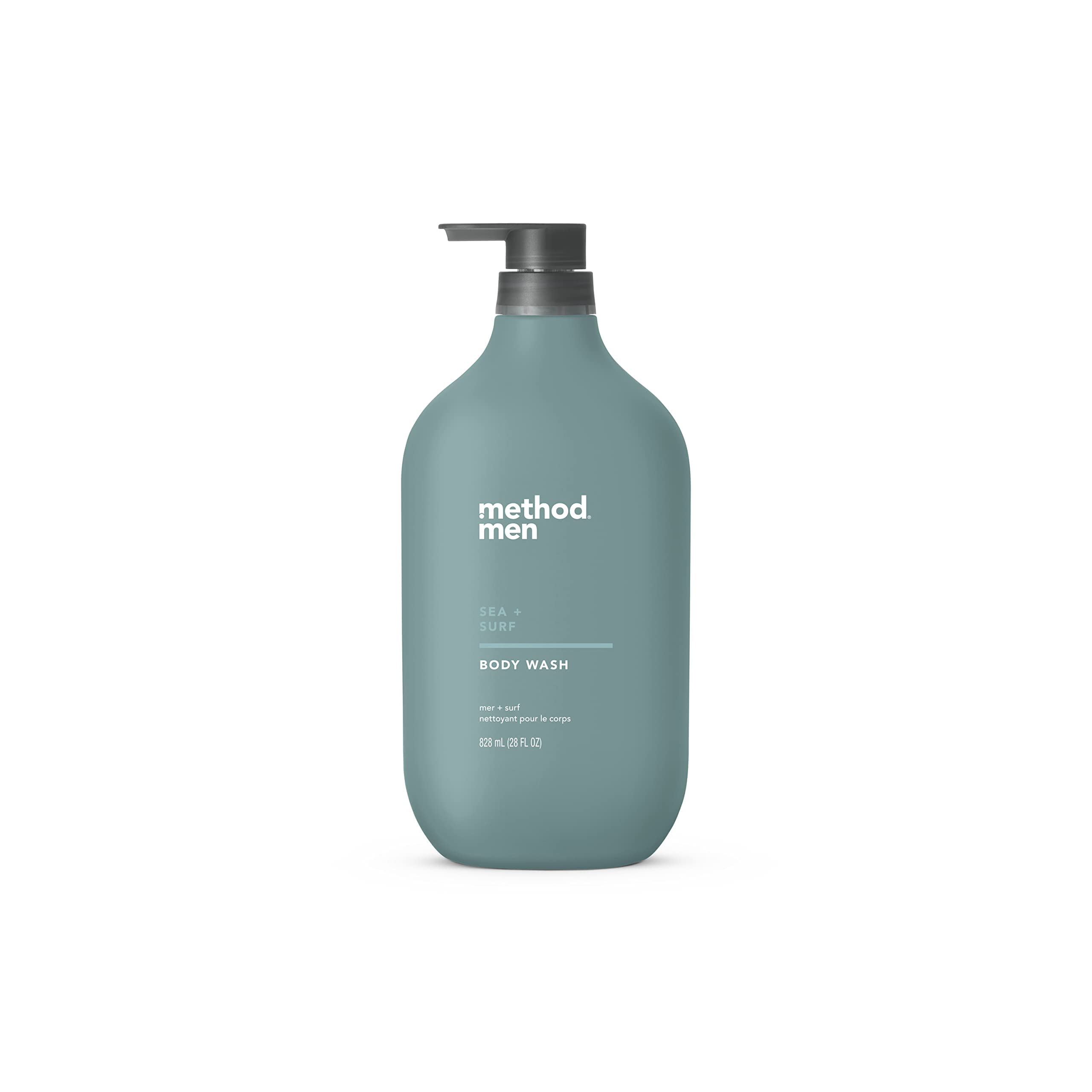 Method Gel Hand Soap & Body Wash - Vetiver Amber Scent, 28oz Reusable Black Aluminum Bottle with Biodegradable Formula | Perfect for Bathroom, Kitchen & Travel Use