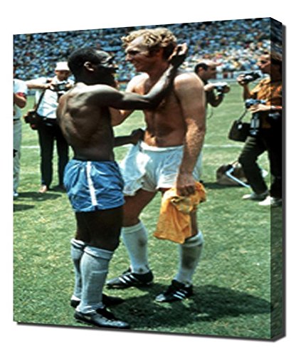 Bobby Moore and Pele Canvas Art Print - Premium Wall Decor - Stretched Canvas Wrap - Soccer Legends Poster for Living Room, Bedroom, Office