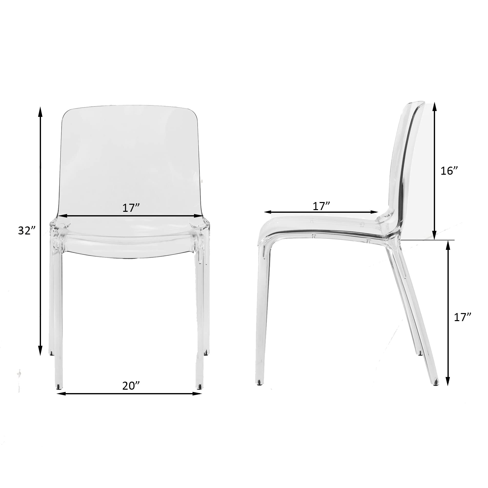 LeisureMod Adler Mid-Century Modern Dining Chair - Clear Acrylic Contemporary Design for Kitchen, Dining Room & Home Decor | Perfect for Modern Interior Design, Small Spaces & Open Concept Living Areas