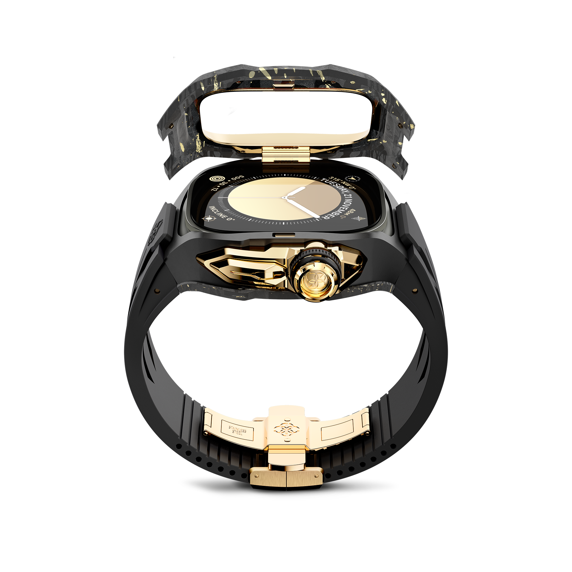 Apple Watch Case - Gold Carbon Fiber Protective Cover for Apple Watch Series 1/2/3/4/5/6/7/8/SE - Slim Durable Scratch Resistant Design - Perfect for Workout, Running & Daily Use