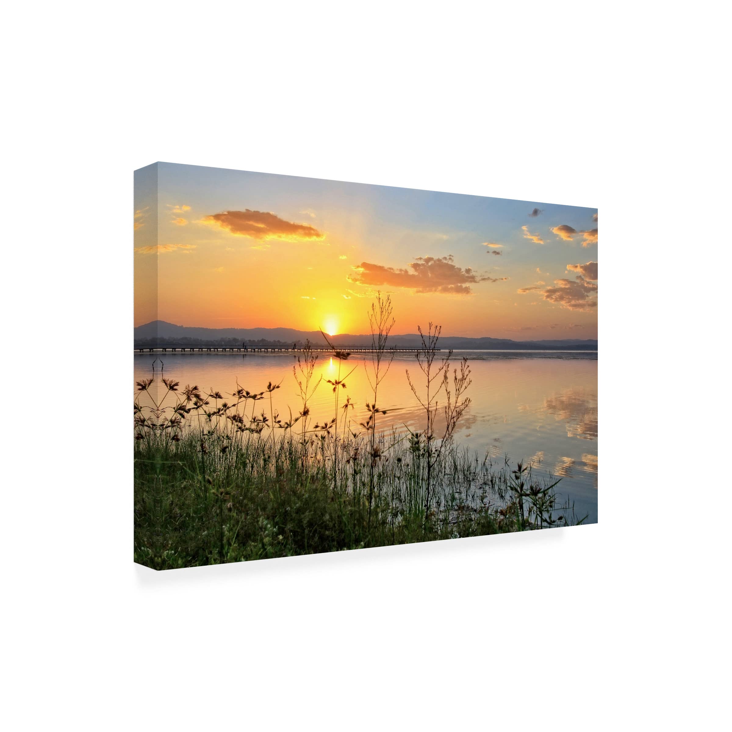 Beata Czyzowska Young 'Lakeside Sunset 2' Canvas Wall Art Print - Modern Landscape Painting for Living Room, Bedroom & Office Decor