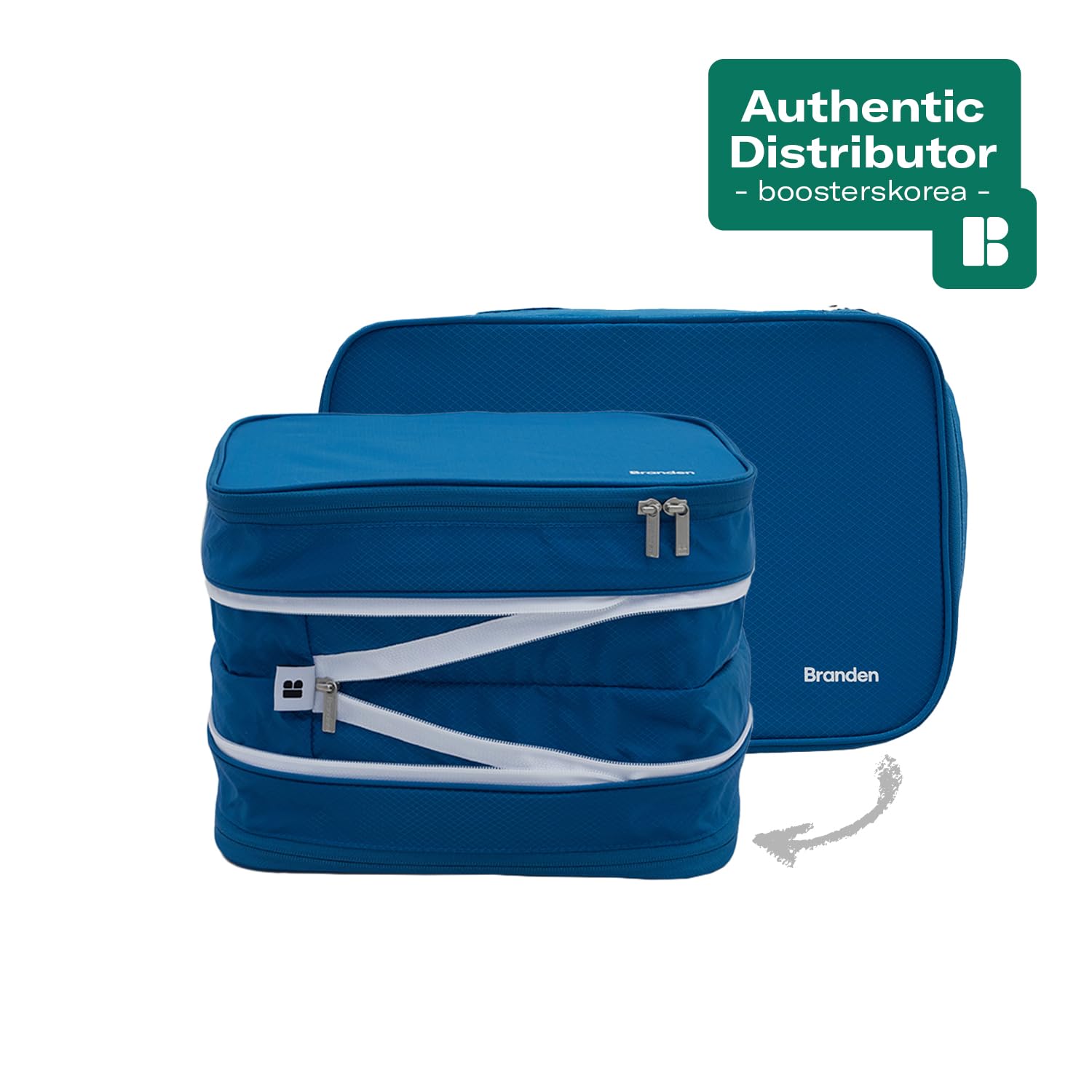 Branden Large Blue Compression Packing Cube | Travel Luggage Organizer with Self-Compression | Perfect for Overnight Trips, Road Trips, Beach Vacations & Cruises | Space-Saving Travel Essential for Suitcases & Backpacks