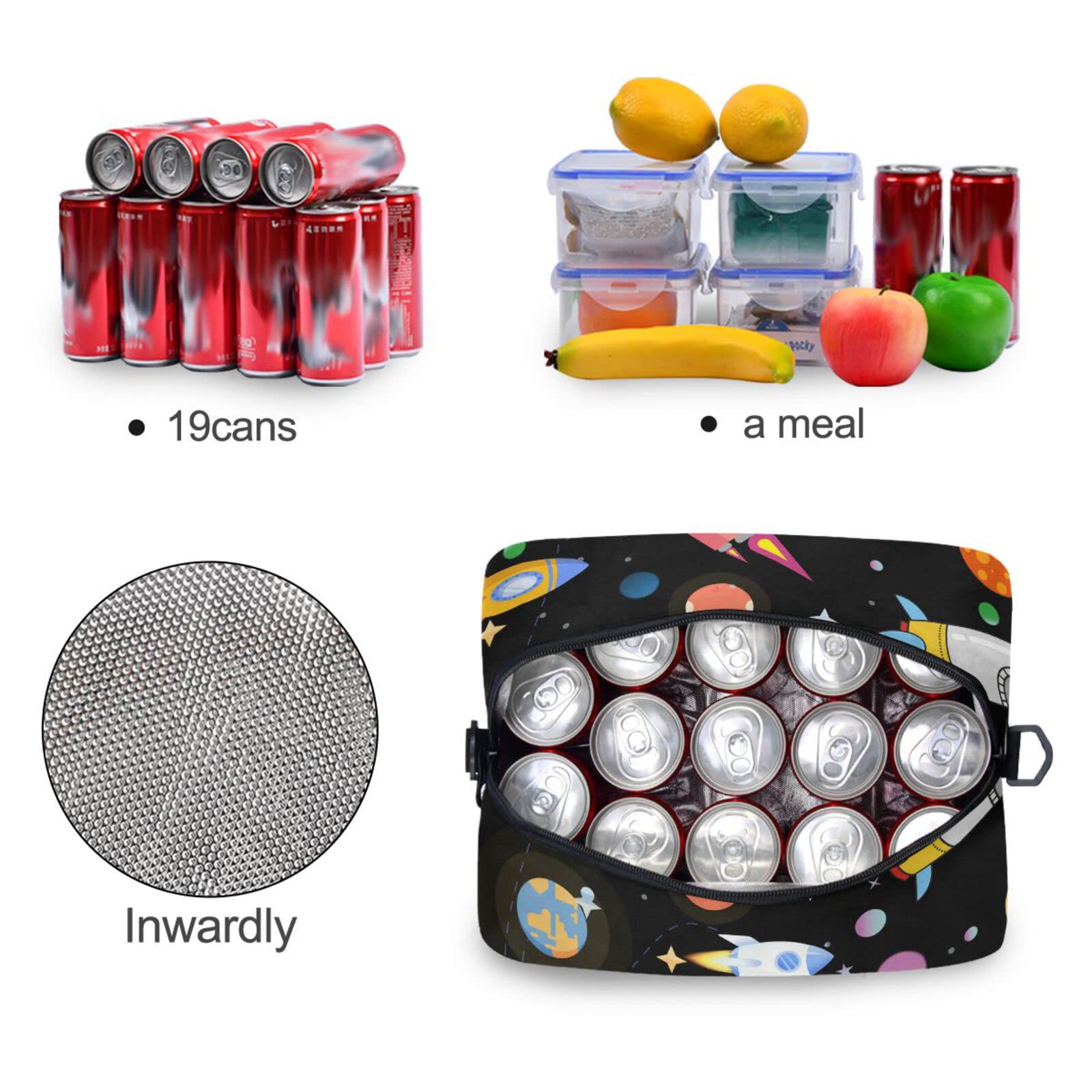 **CBBYY Planet Rocket Insulated Lunch Bag for Women & Men - Reusable Thermal Lunch Box with Adjustable Shoulder Straps - Perfect for Work, School, Picnic & Outdoor Activities**