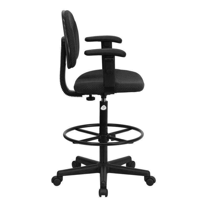 FLASH Patterned Fabric Drafting Chair BT 659 - Adjustable Height Office Chair for Artists, Architects & Designers - Ergonomic Stool for Drafting Table, Studio & Workspace