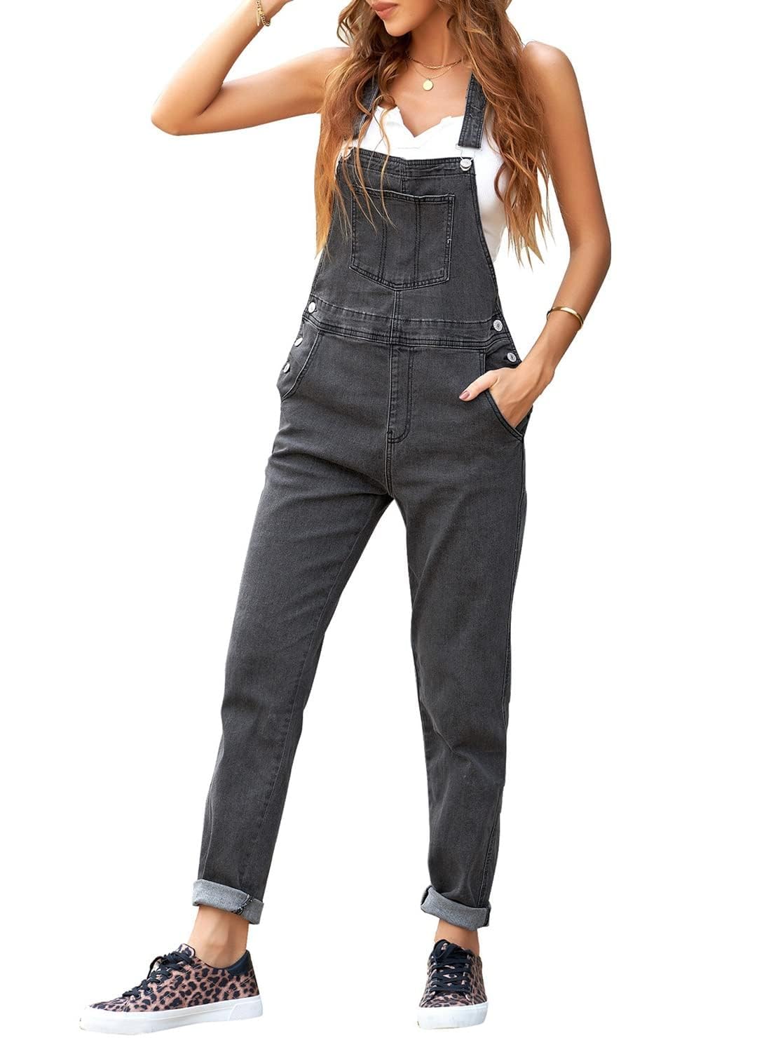 Vetinee Women's Classic Adjustable Strap Denim Overalls with Pockets - Comfortable Jeans Pants for Casual Wear, Work & Outdoor Activities