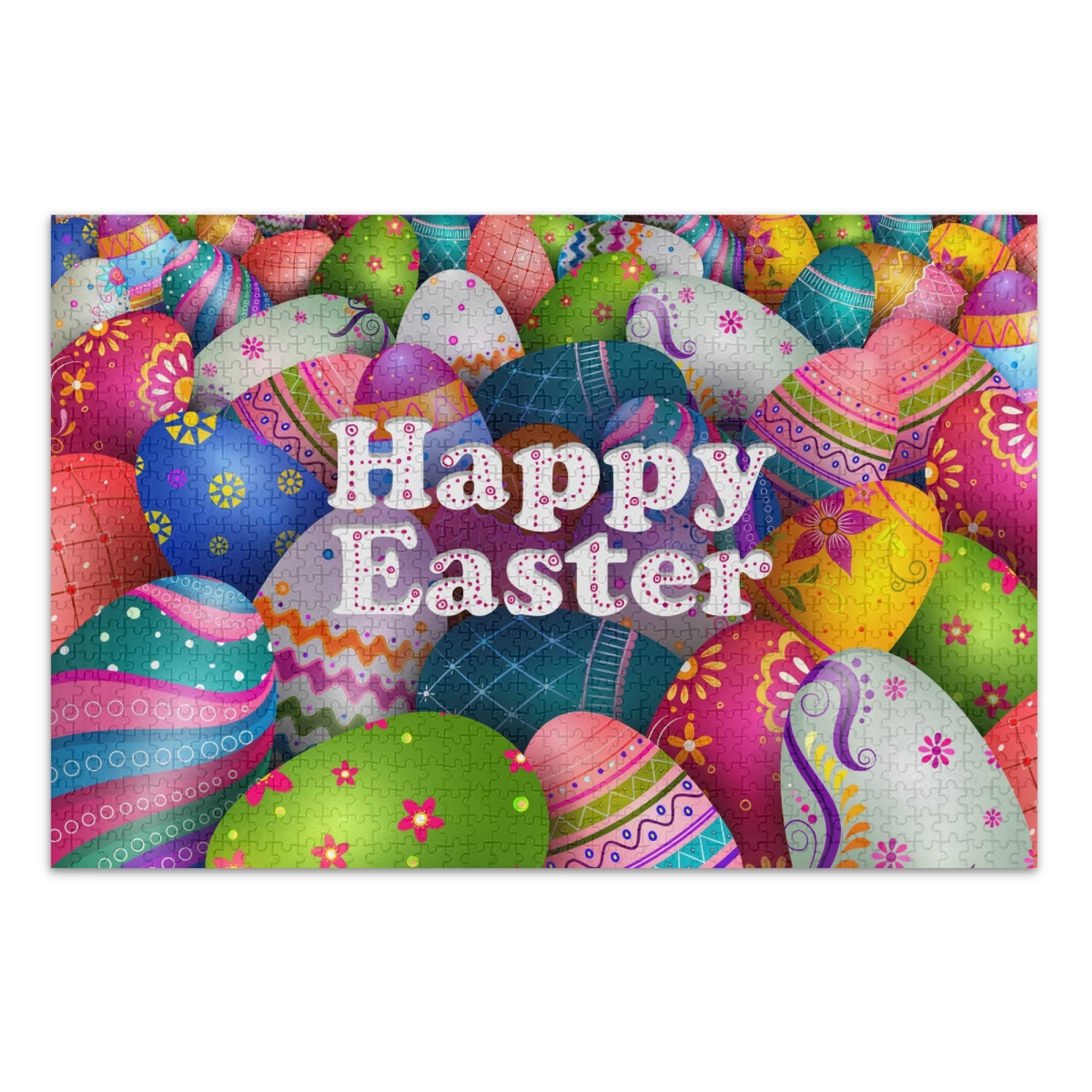 Happy Easter Eggs Jigsaw Puzzle 500 Pieces - Colorful Paper Puzzle Game for Kids & Adults - Fun Family Activity, Easter Party Game, Classroom Challenge, Gift Idea for Puzzle Lovers
