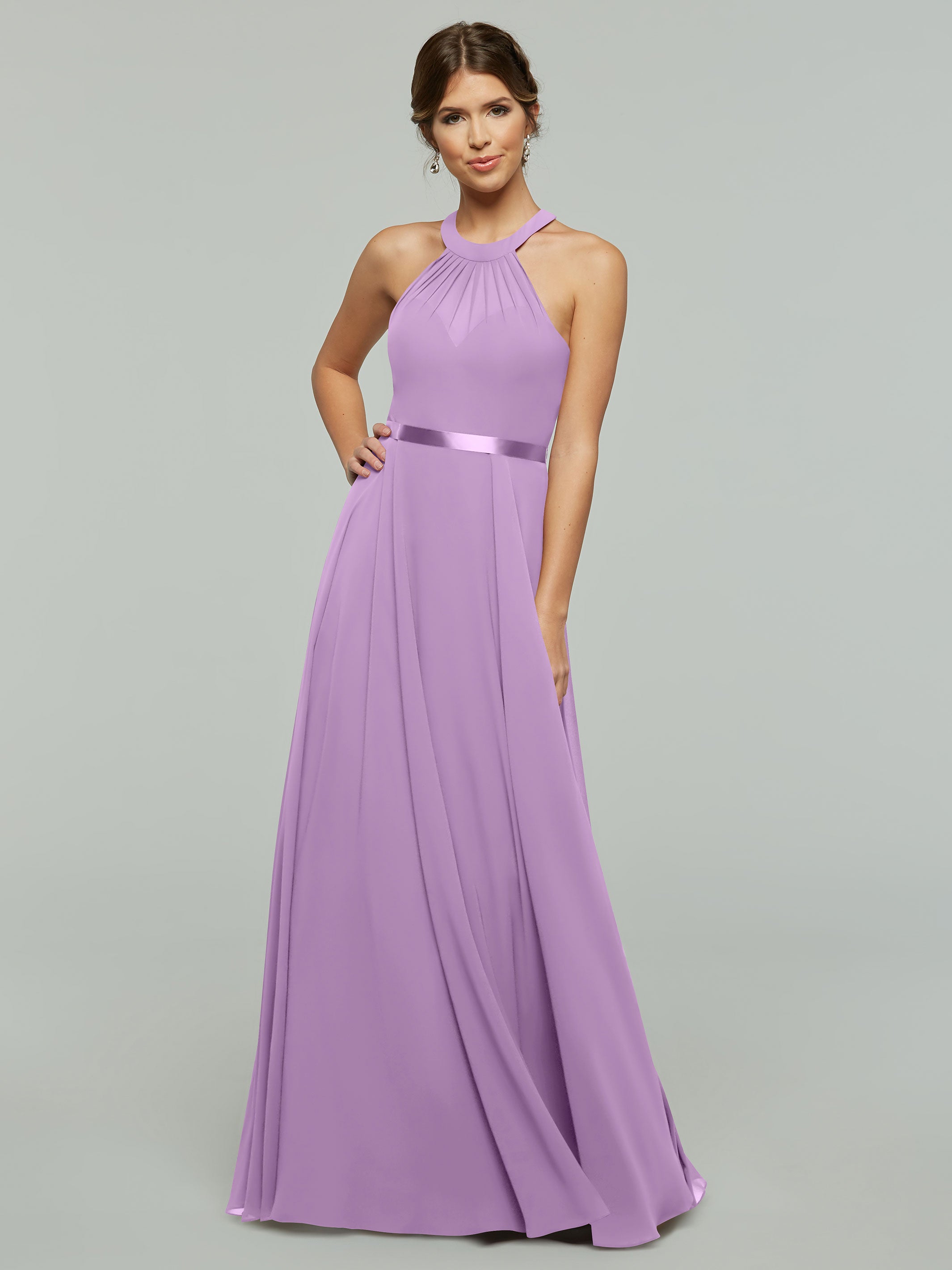 Elegant A-Line Chiffon Bridesmaid Dress with Halter Neckline - Perfect for Weddings, Formal Events & Special Occasions