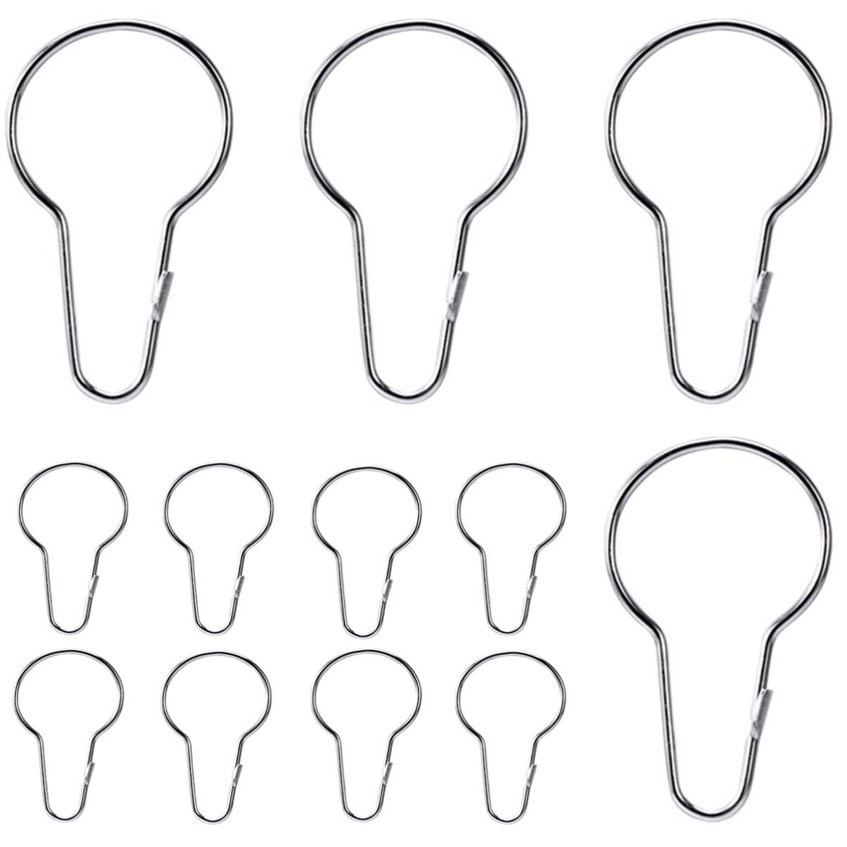 12 Pack Heavy Duty Shower Curtain Hooks with Clips - Rustproof Metal Curtain Rings for Drapes, Shower Liners & Bags - Perfect for Bathroom, Laundry Room & Closet Organization (12 Pieces)