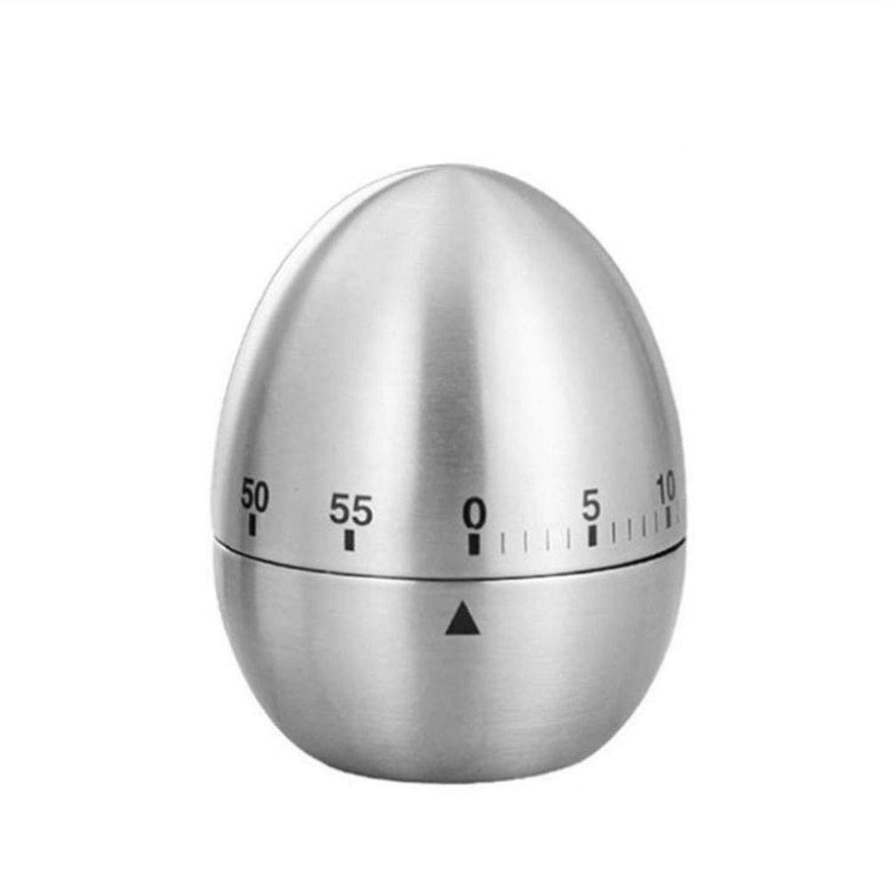 60 Minute Stainless Steel Mechanical Kitchen Timer - Loud Alarm Cooking Countdown Clock for Baking, BBQ, and Home Use (Apple)