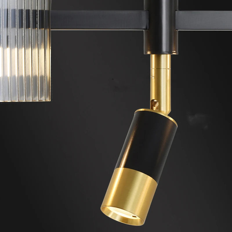 Modern Linear Kitchen Island Chandelier in Black & Gold - Slepend Pendant Lighting for Dining Room, Breakfast Nook & Contemporary Home Decor