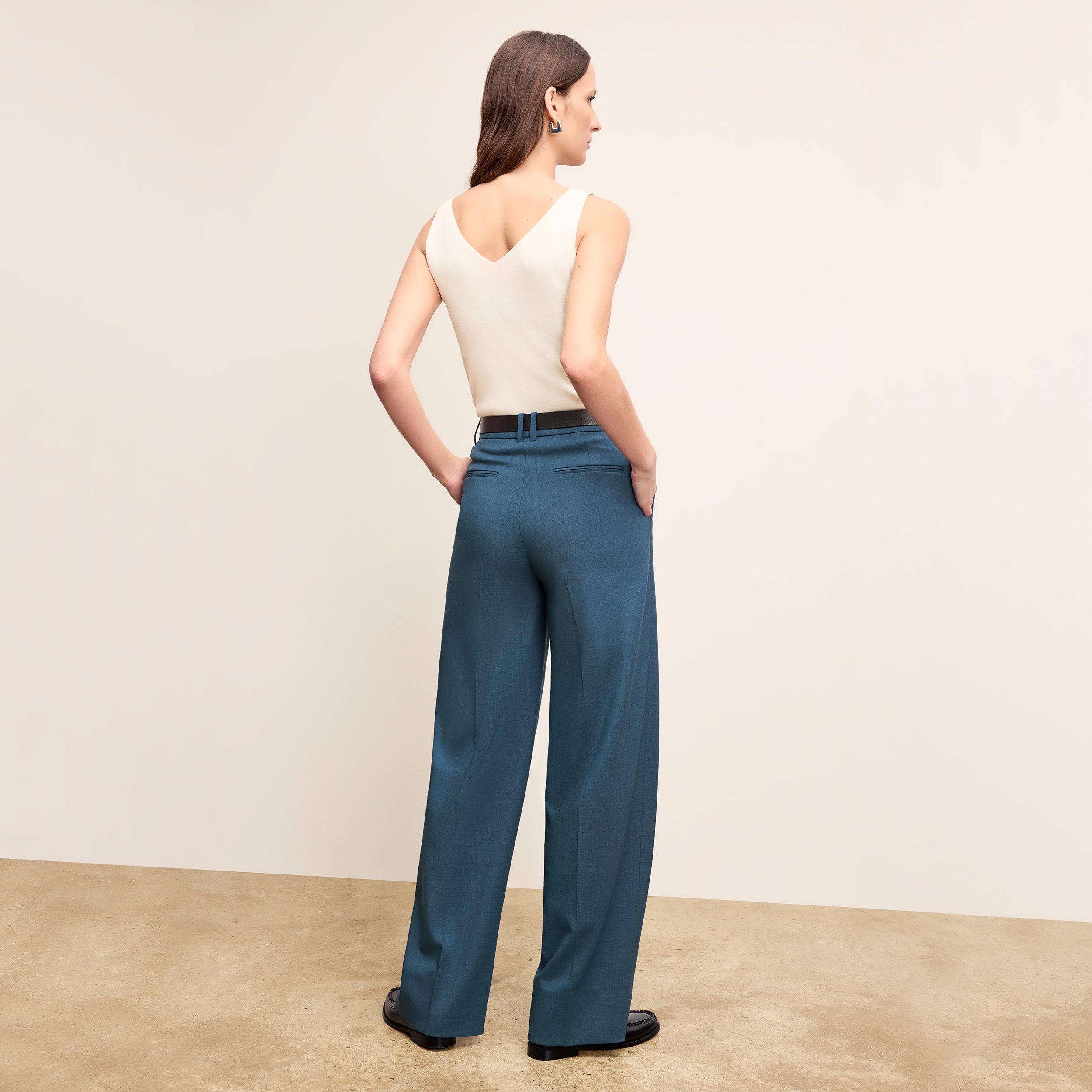 Rina Sculptural Pant - Washable Wool Twill Pants for Women | Bluebell | Perfect for Office Wear & Casual Outfits