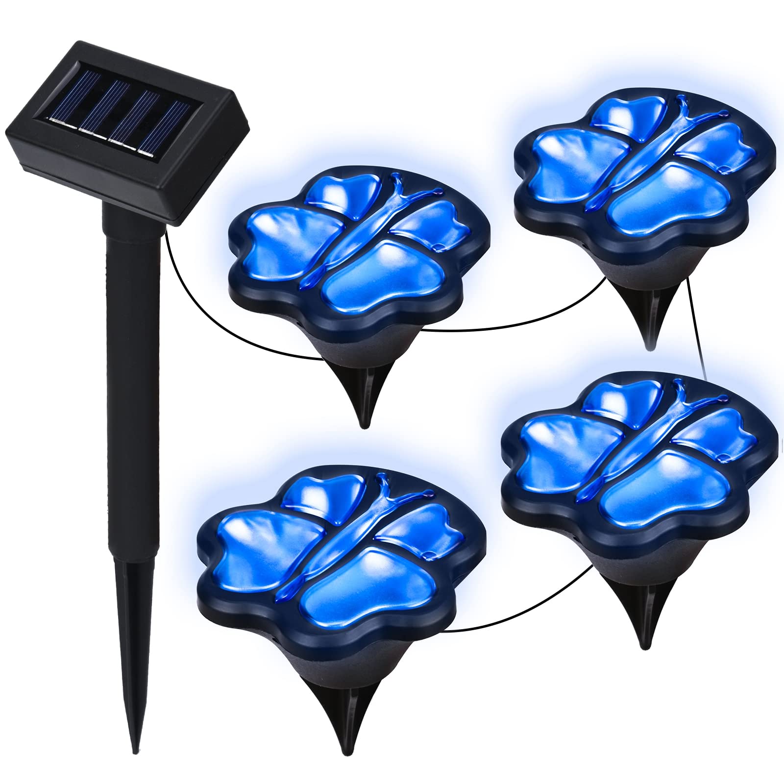 Butterfly Solar Lights Outdoor - Set of 4 Solar Garden Lights with Butterfly Design for Landscape, Pathway, Patio, Yard & Walkway Decoration | Waterproof & Weather Resistant for Year-Round Use