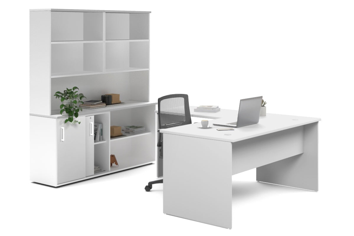 L-Shaped Executive Desk with Uniform Panel & White Carcass - 1600L x 1600W - Perfect for Home Office, Corporate Workspace & Modern Office Decor