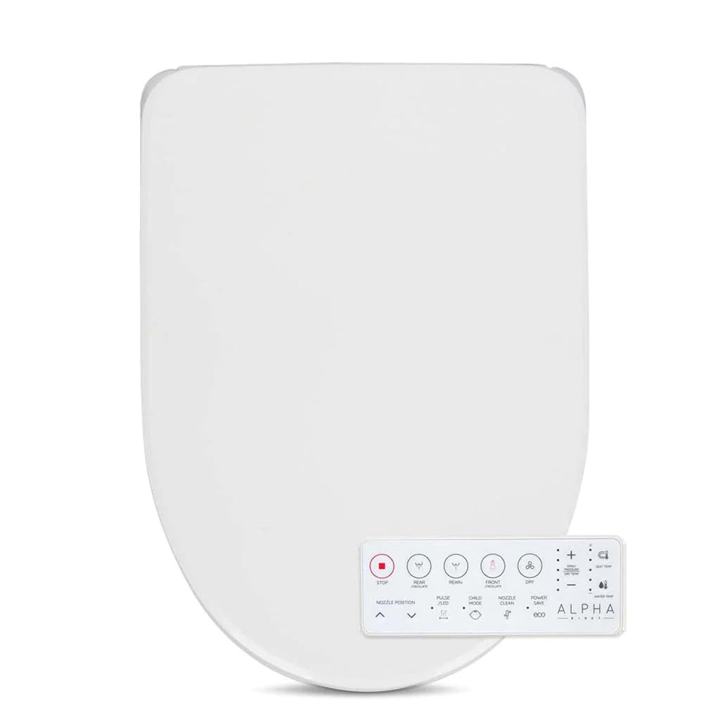 ALPHA BIDET GXR Wave Bidet Toilet Seat - Round White | Powerful Spray & Remote Control | Stainless Steel Nozzle | Slim Design | LED Nightlight | Warm Air Dryer | Oscillation & Pulse Functions | Perfect for Modern Bathrooms & Elderly Comfort