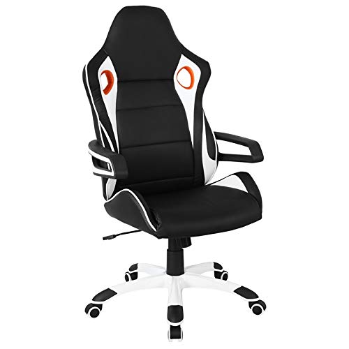 Scranton & Co Black Polyurethane Fabric Racing Style Office Chair - Ergonomic Gaming & Work Desk Chair for Home & Office Use