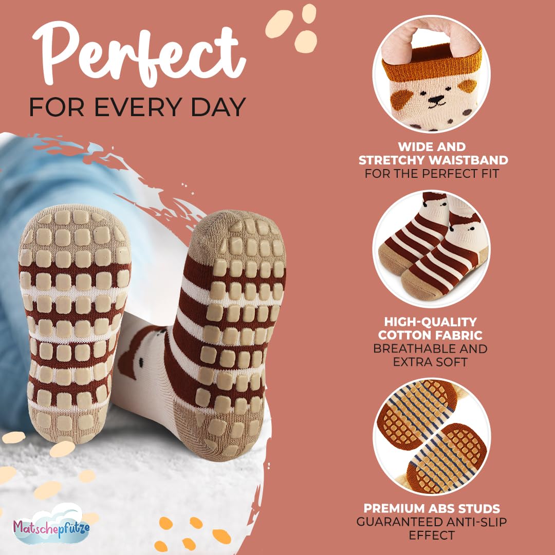 Non-Slip Baby Socks with Grippers | Soft Cotton Toddler Socks for Boys & Girls | Anti-Slip Infant Socks for Crawling & First Steps | Perfect for Playtime, Daycare & Home Safety