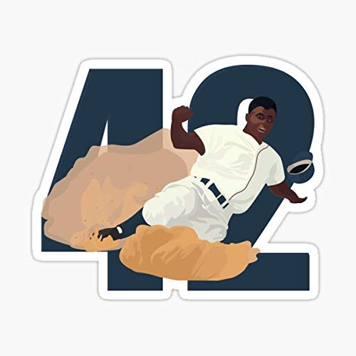Jackie Robinson 42 Sticker - Peel & Stick Vinyl Decal - Easy to Remove Die-Cut Graphic - Perfect for Laptops, Water Bottles & Car Windows
