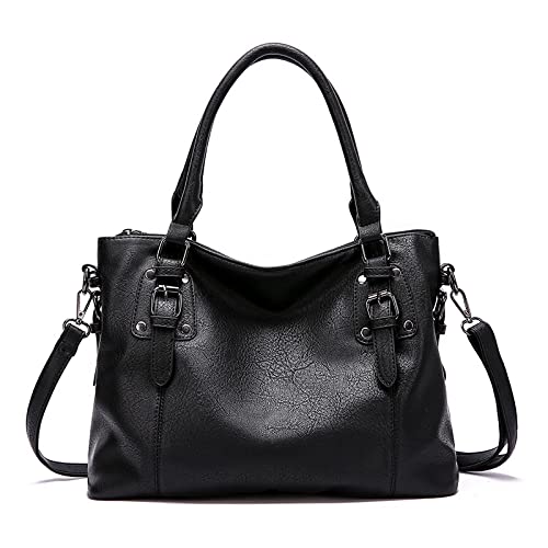 KINZJRITA Large Vegan Leather Shoulder Purse - 15.6 Inch Work Laptop Tote Bag for Women | Perfect for Office, Business Travel & Daily Commute