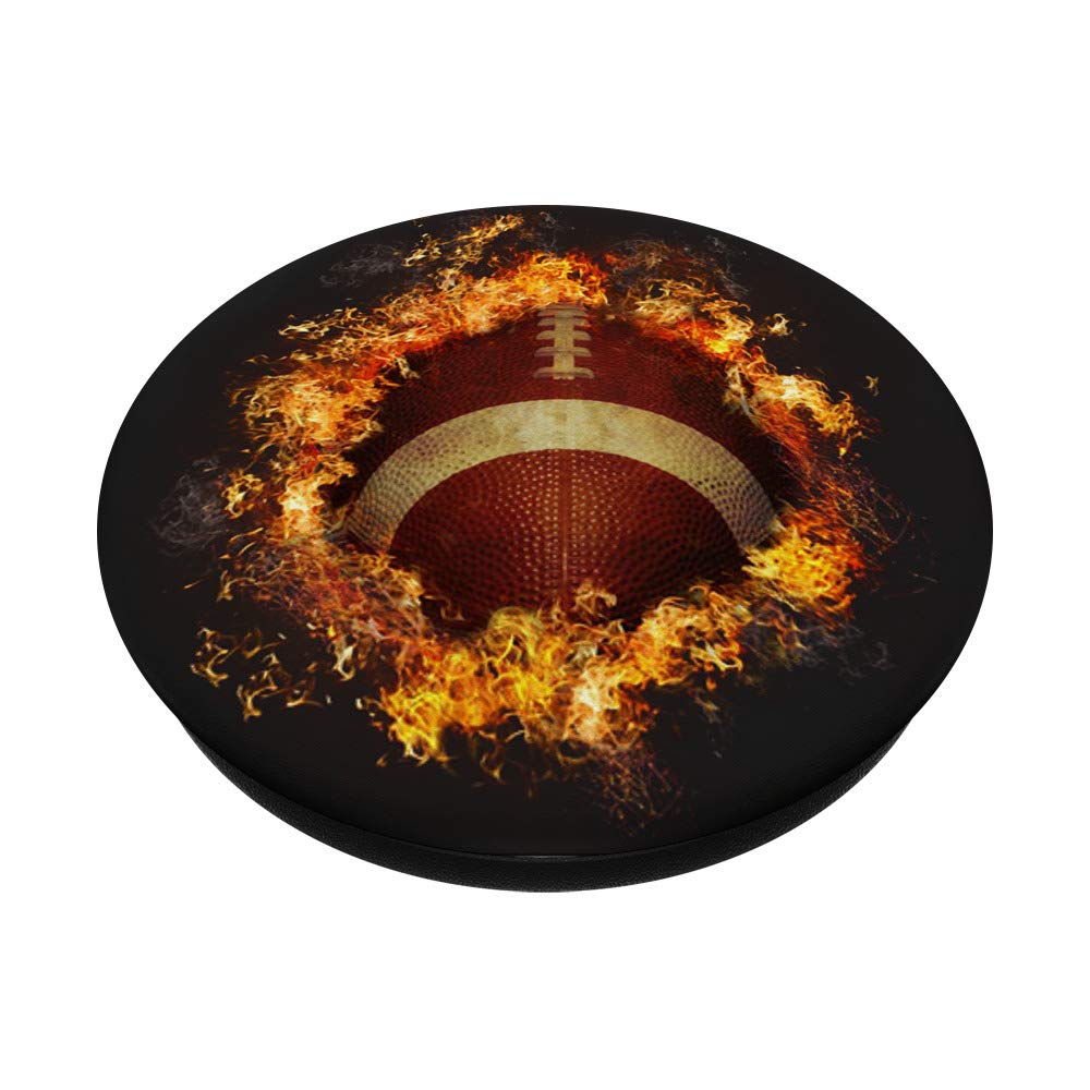 American Football Rugby Ball On Fire PopSockets PopGrip - Swappable Phone Grip for iPhone, Samsung & Tablets | Perfect for Sports Fans, Game Days & Phone Protection