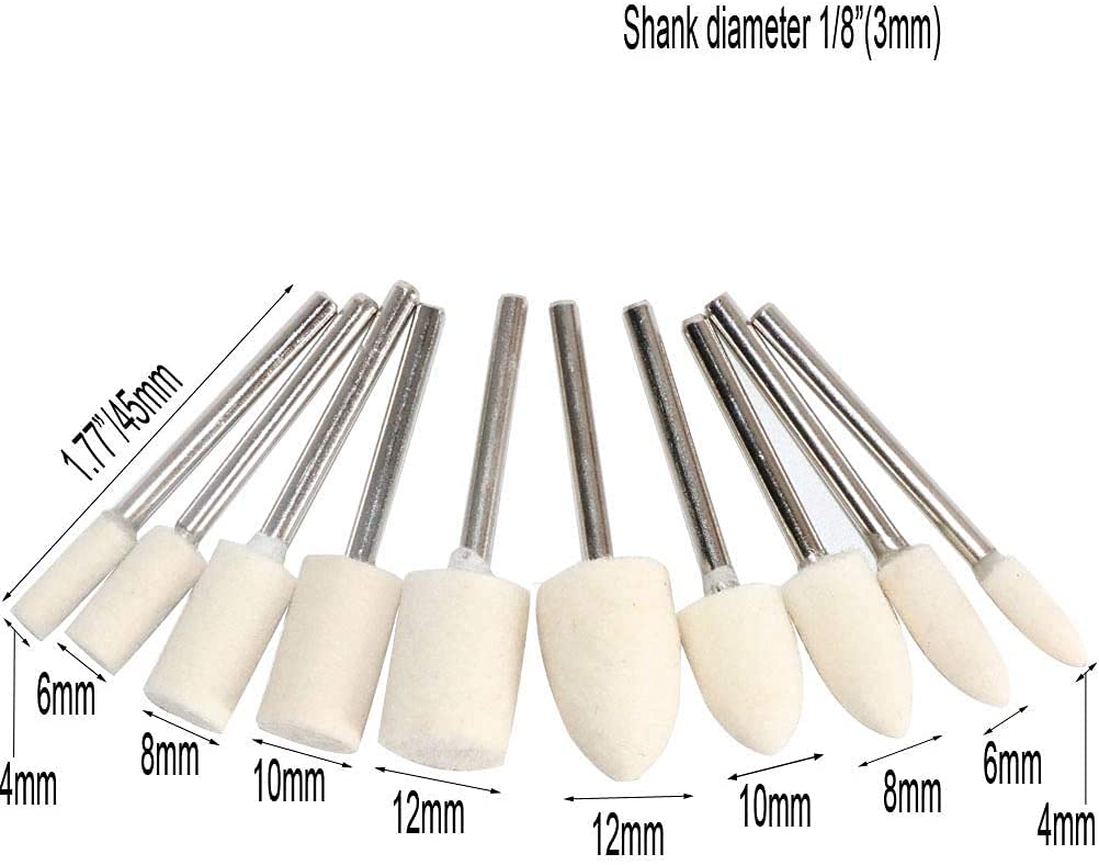 82PCS 1Inch Polishing and Buffing Kit - Professional Wool Fabric Cotton Pads (50PCS) & Abrasive Wheels (32PCS) with 3mm Shank for Rotary Tools - Perfect for Metal Polishing, Jewelry Making, and DIY Crafts