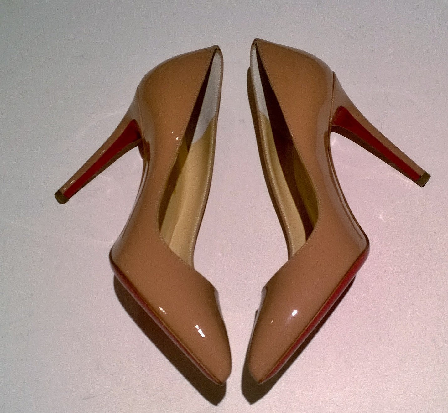 Christian Louboutin Pigalle 100mm Beige Nude Patent Leather Pumps - Perfect for Weddings, Parties & Evening Events
