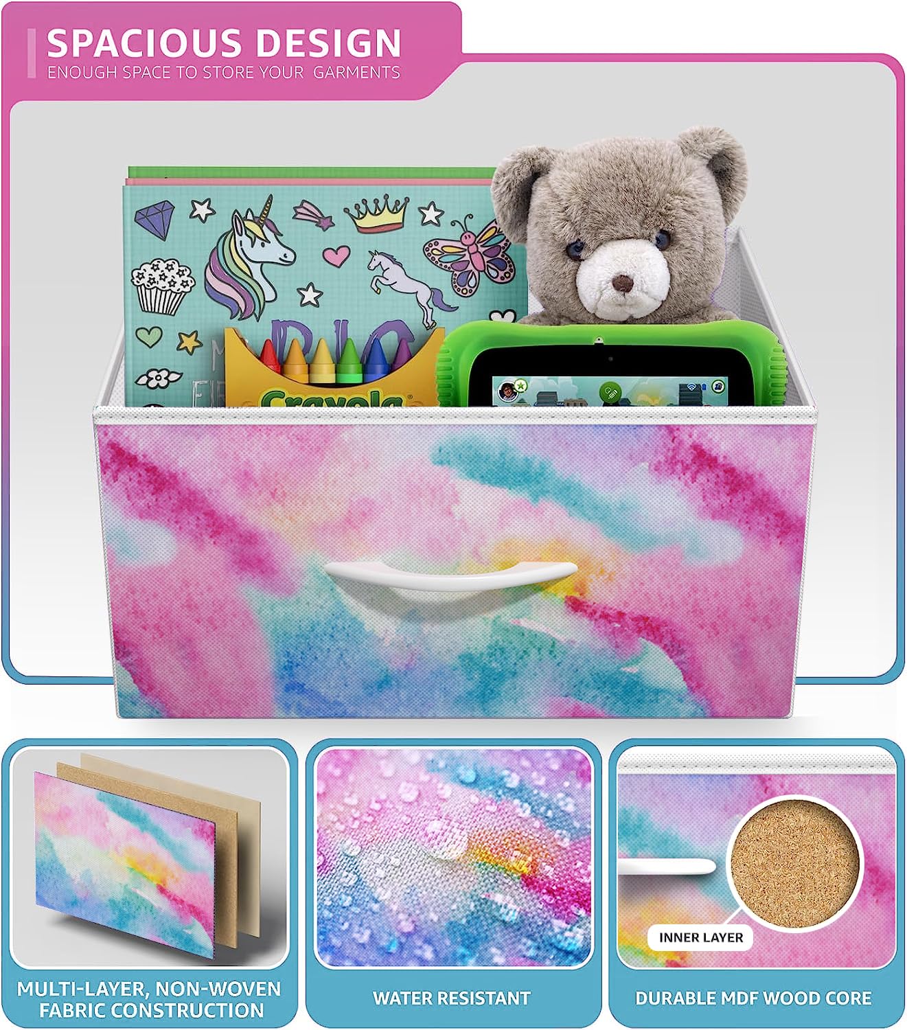 Sorbus 6-Drawer Kids Dresser Organizer with Steel Frame & Wood Top - Tie-Dye Fabric Storage Bins for Clothes, Toys & Nursery Essentials - Perfect for Bedroom, Nursery, Closet & Small Spaces - Sturdy & Stylish Kids Furniture for Organization & Decor