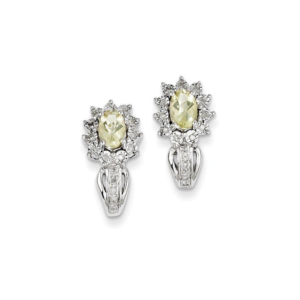 FB Jewels Solid 925 Sterling Silver Diamond Lemon Quartz Stud Earrings for Women - Elegant Dangle Earrings for Party, Wedding & Everyday Wear