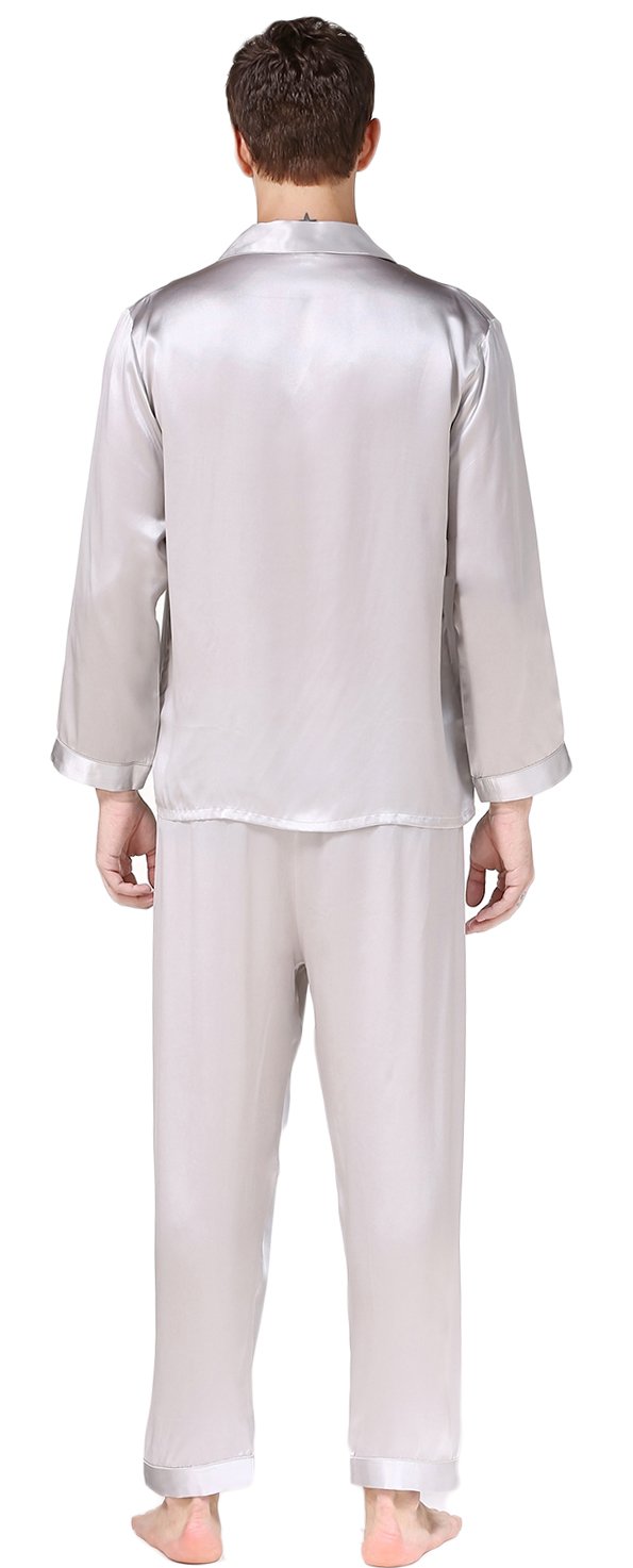 Premium Men's 100% Pure Mulberry Silk Pajama Set - Soft Breathable Sleepwear for Relaxation & Comfort - Perfect for Lounging, Travel & Luxury Bedtime