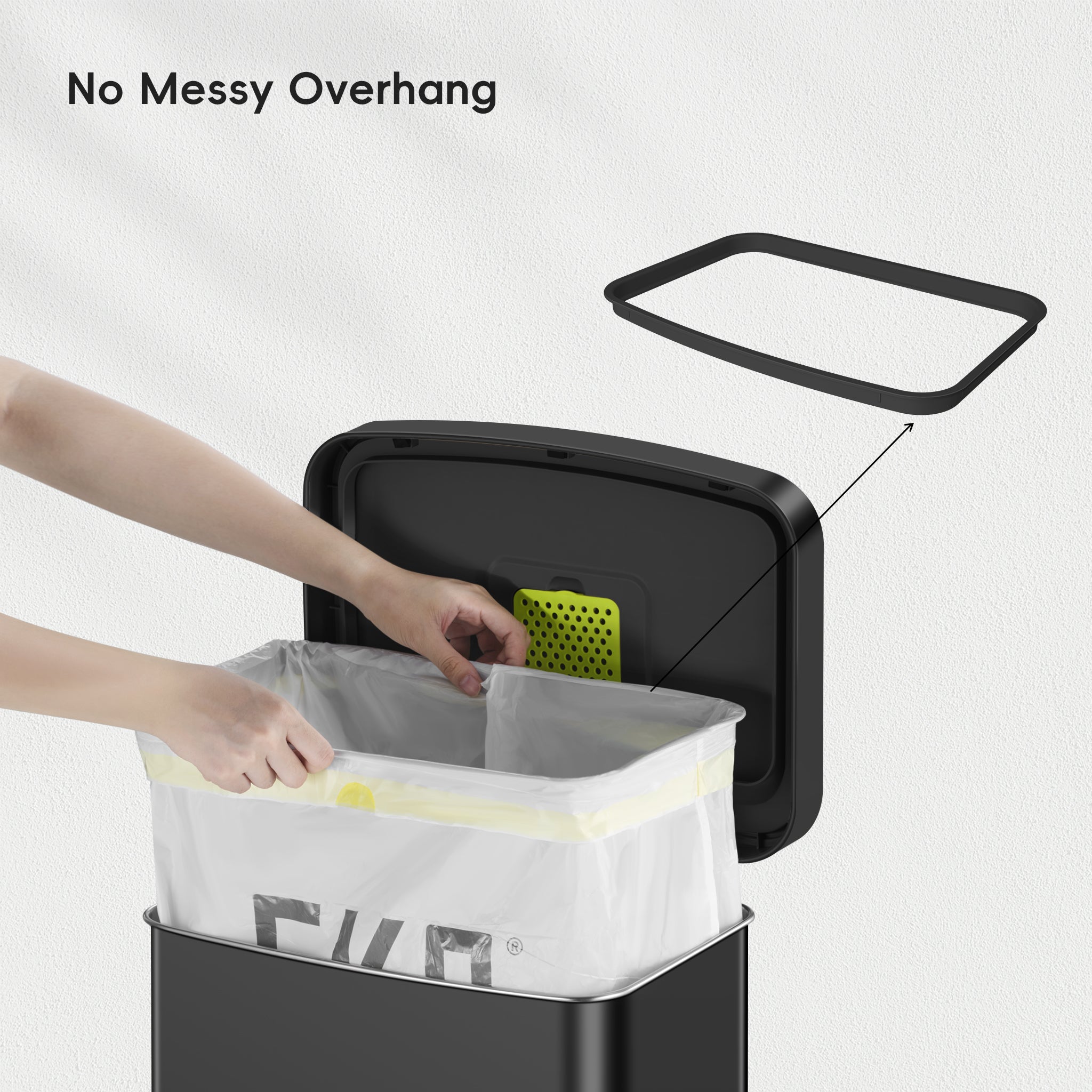 75L / 19.8 Gallon Step Trash Can with Storage Bag Compartment - Matte Black Kitchen Garbage Bin for Home, Office & Outdoor Use