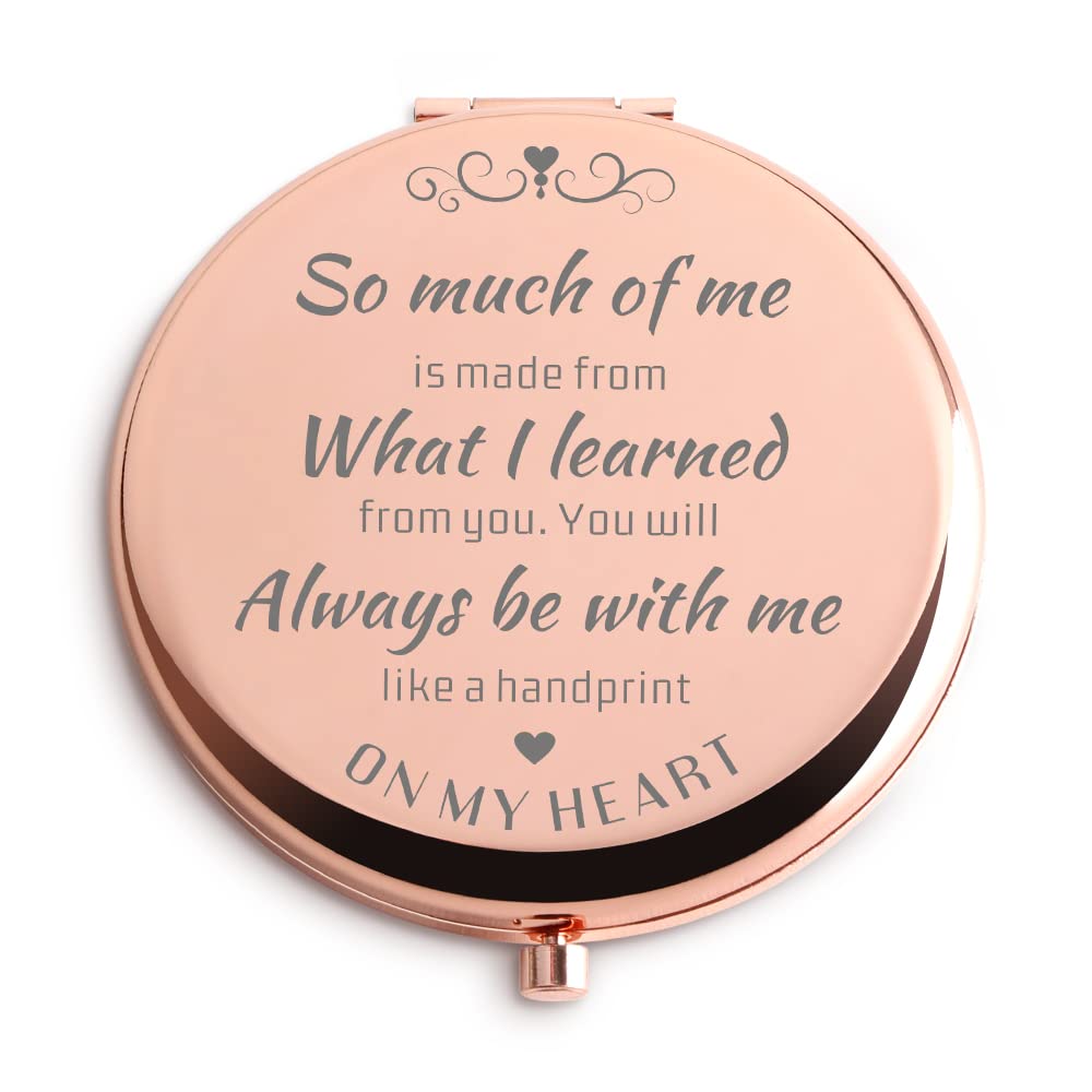 Rose Gold Compact Mirror for Women - Perfect Teacher Gift from Students, Birthday, Thanksgiving, Wedding & Graduation Present - Elegant Travel Makeup Mirror for Daily Use & Special Occasions