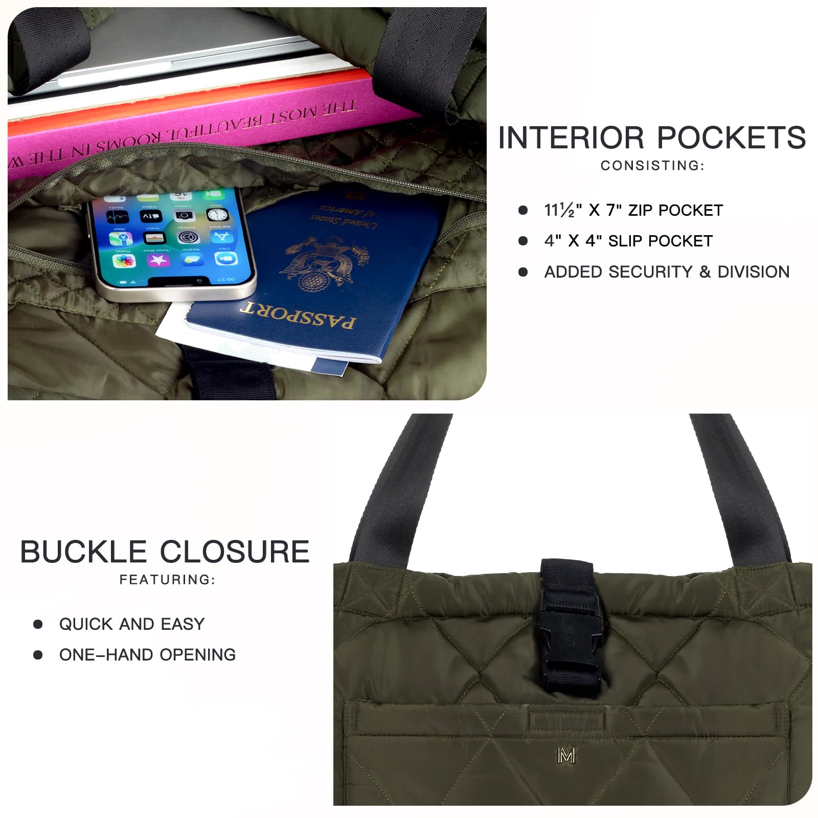 Stylish Large Tote Bags for Women - Durable Laptop Shoulder Bag with Buckle for Work, Gym & Travel | Perfect Work Tote, Commuter Bag & Weekend Getaway Essential