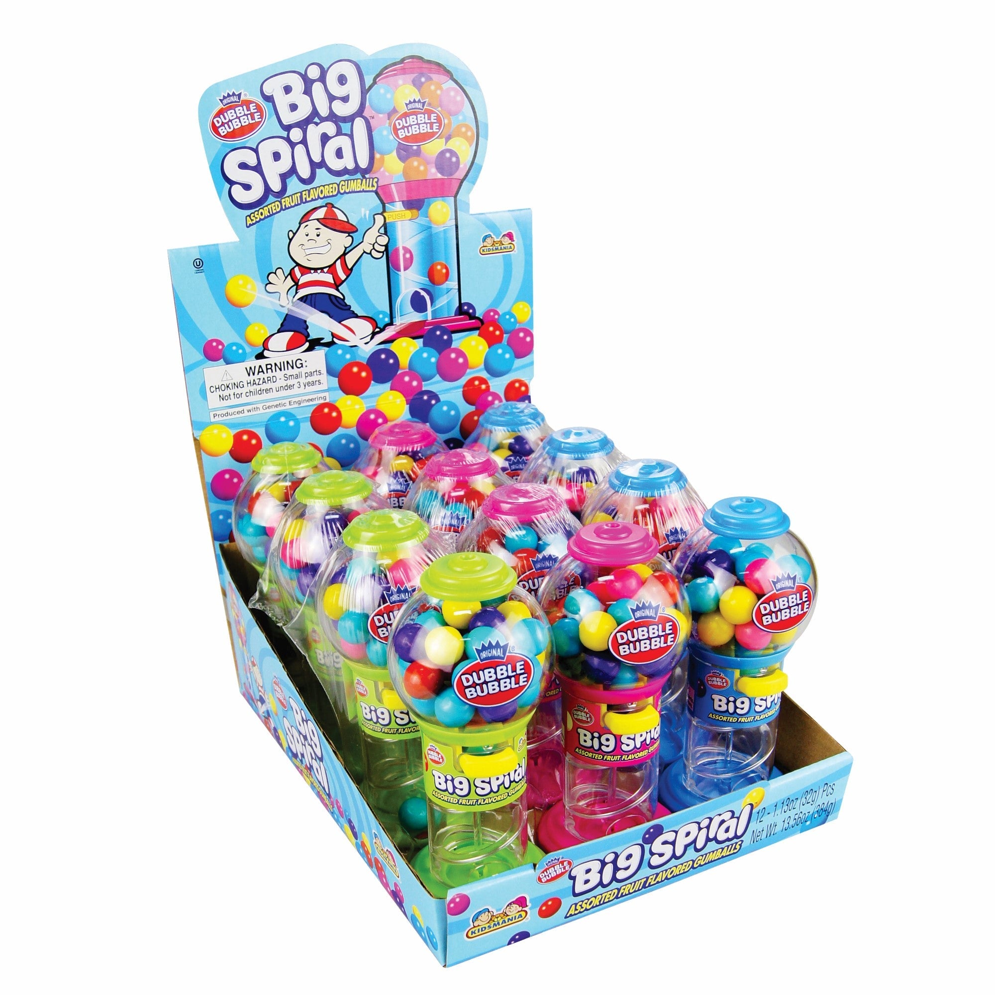 Dubble Bubble Big Spiral Bubble Gum - 12 Count Box | Fun Party Favors, Halloween Treats & Classroom Rewards for Kids