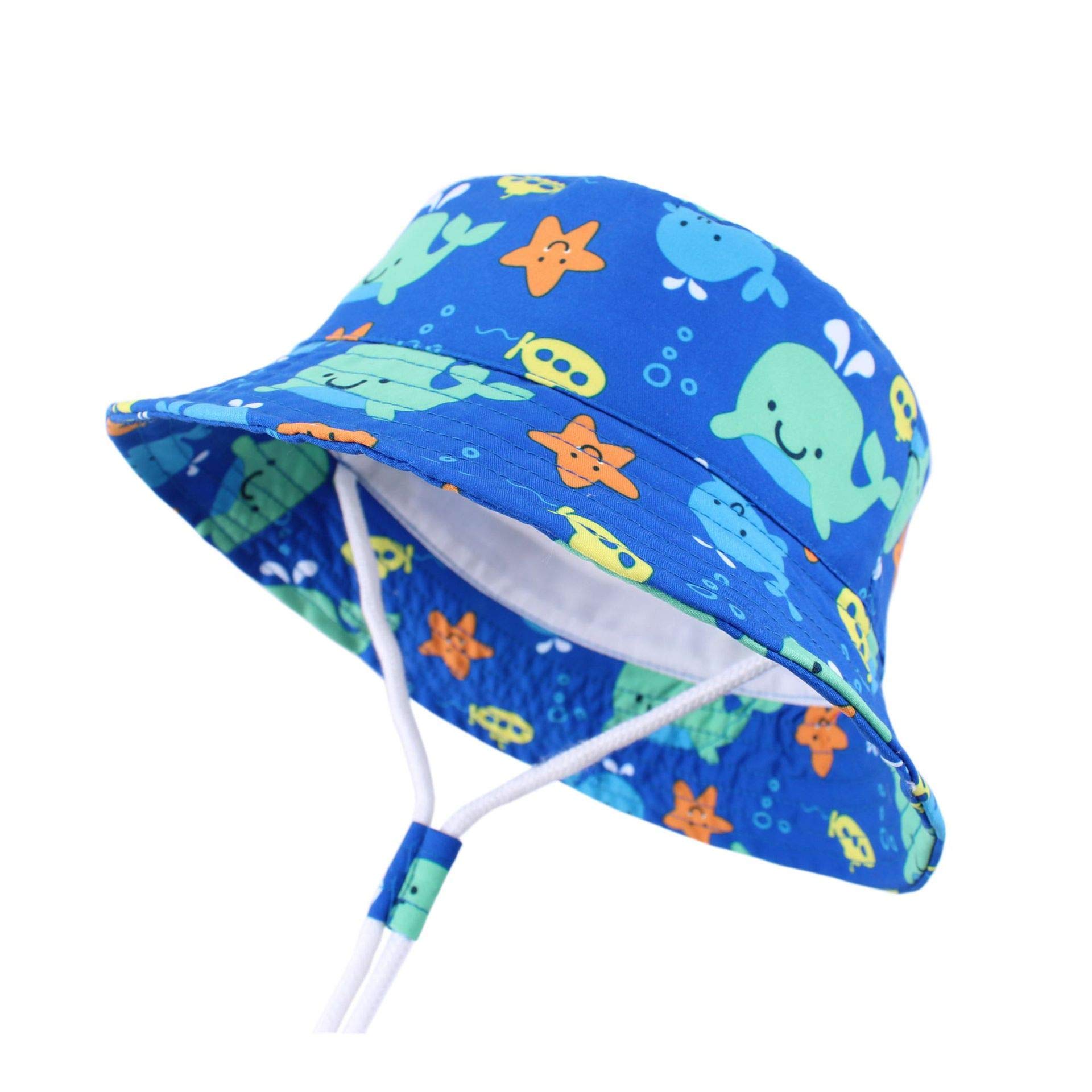 EVAbaby UPF 50+ Sun Protection Hat for Baby Boys & Girls - Adjustable Drawstring & Neck Flap - Summer Swim, Pool, Beach, Outdoor Activities
