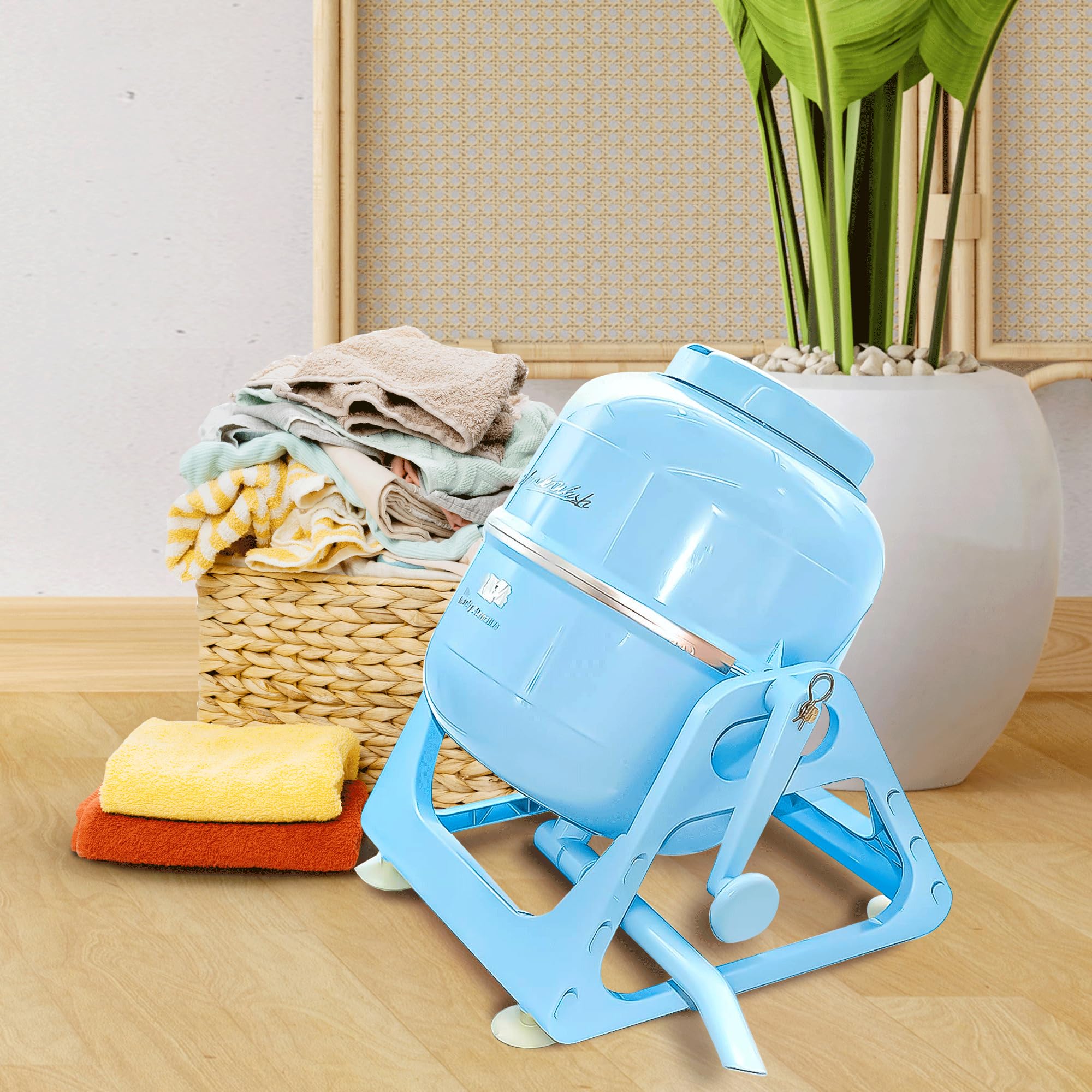 **WonderWash Portable Manual Washing Machine - Compact Non-Electric Hand Washer for Apartments, Tiny Homes & RVs - Retro Design Countertop Laundry Solution for Camping, Travel & Small Spaces - Blue**