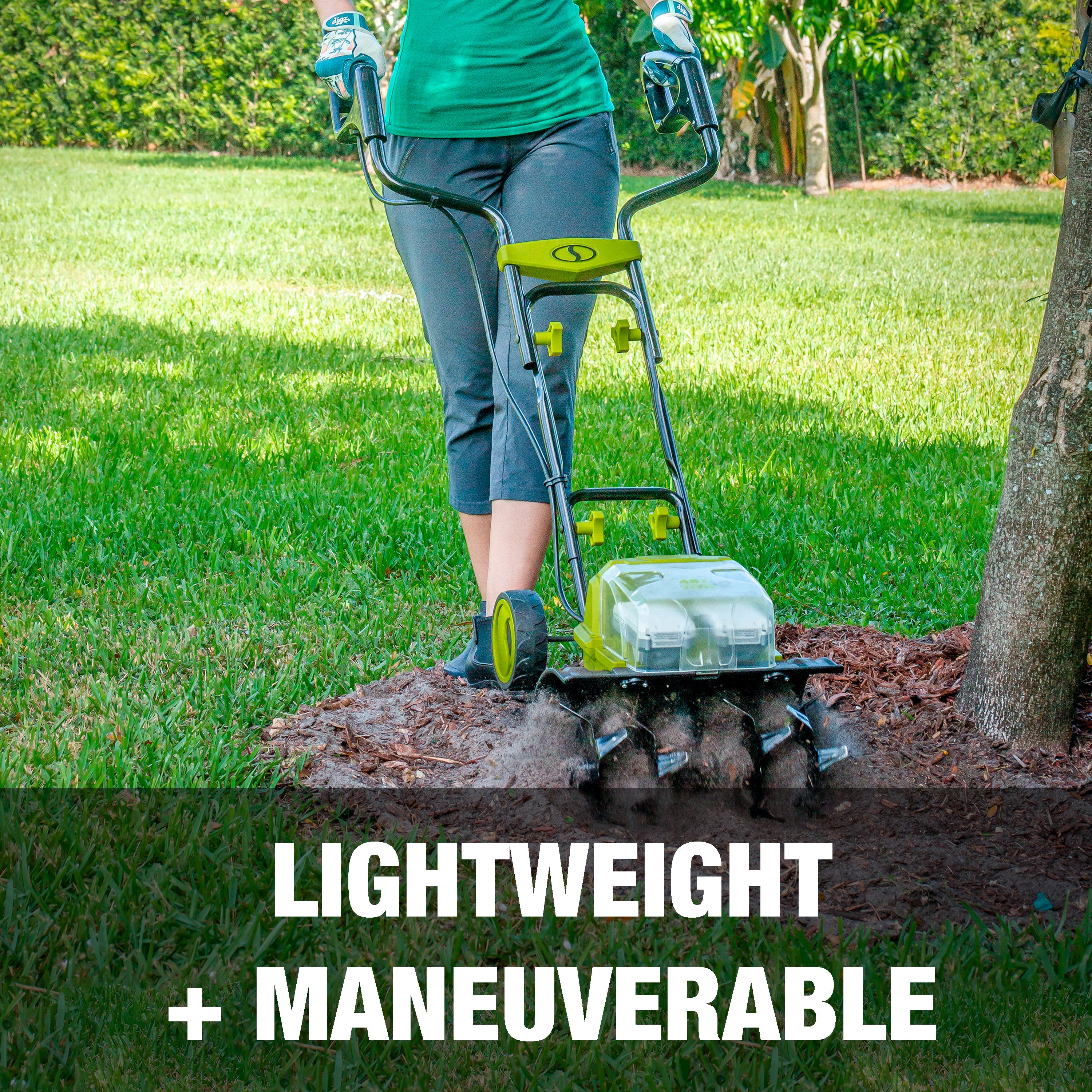 Sun Joe 48V IONMAX Cordless Garden Tiller & Cultivator Kit with 2 x 4.0Ah Batteries & Fast Charger - Perfect for Home Gardening, Lawn Aeration & Soil Cultivation