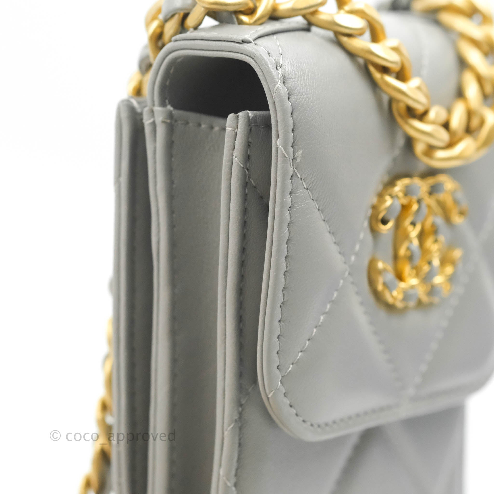 Chanel 19 Grey Mixed Hardware Phone Holder - Luxury Designer Phone Case for iPhone & Android - Perfect for Everyday Use, Travel & Fashion Accessories