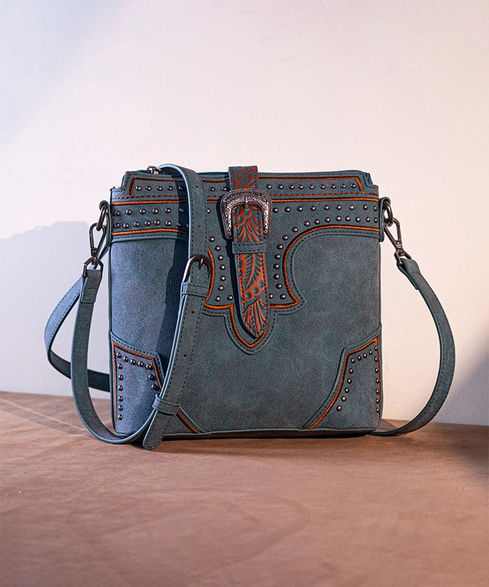 Montana West Women's Crossbody Bag with Buckle Studs - Stylish Leather Purse for Everyday Use, Travel & Shopping