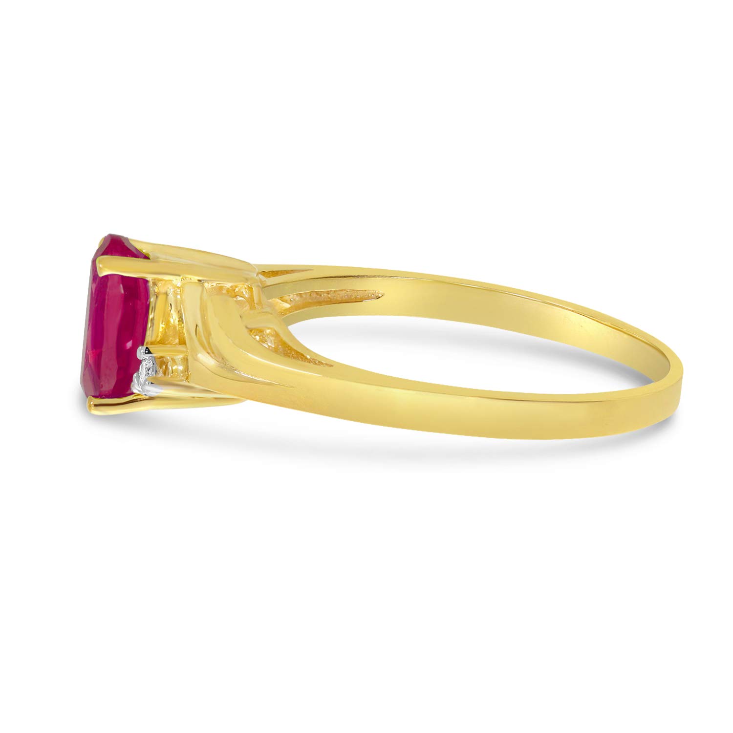 14K Yellow Gold Oval Ruby and Diamond Ring for Women - Elegant Vintage Style Engagement, Wedding, or Anniversary Jewelry Gift